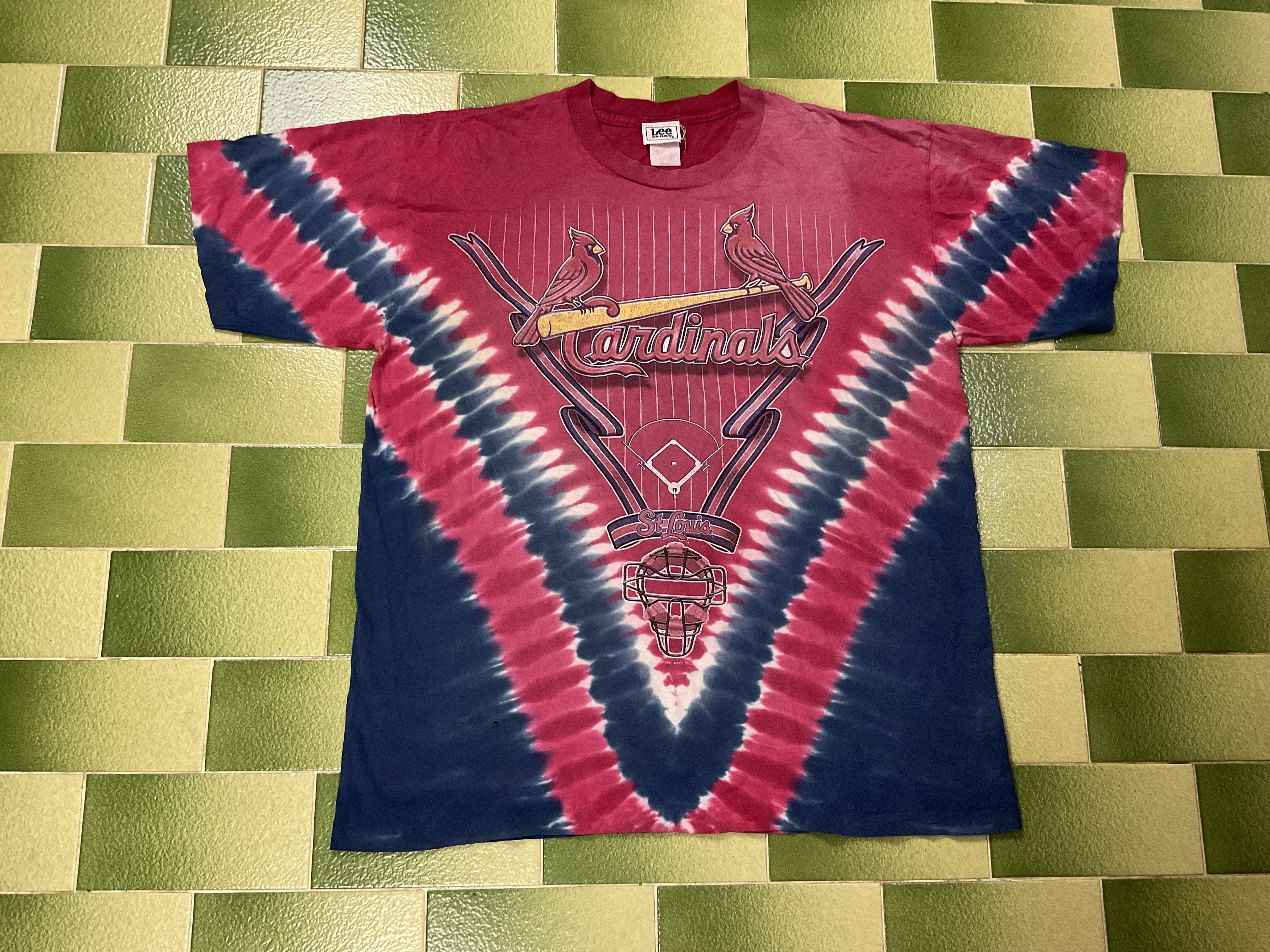 MLB Vintage 90s St. Louis Cardinals Tie Dye T-Shirt 2 Sided Size US XL / EU 56 / 4 - 1 Thumbnail