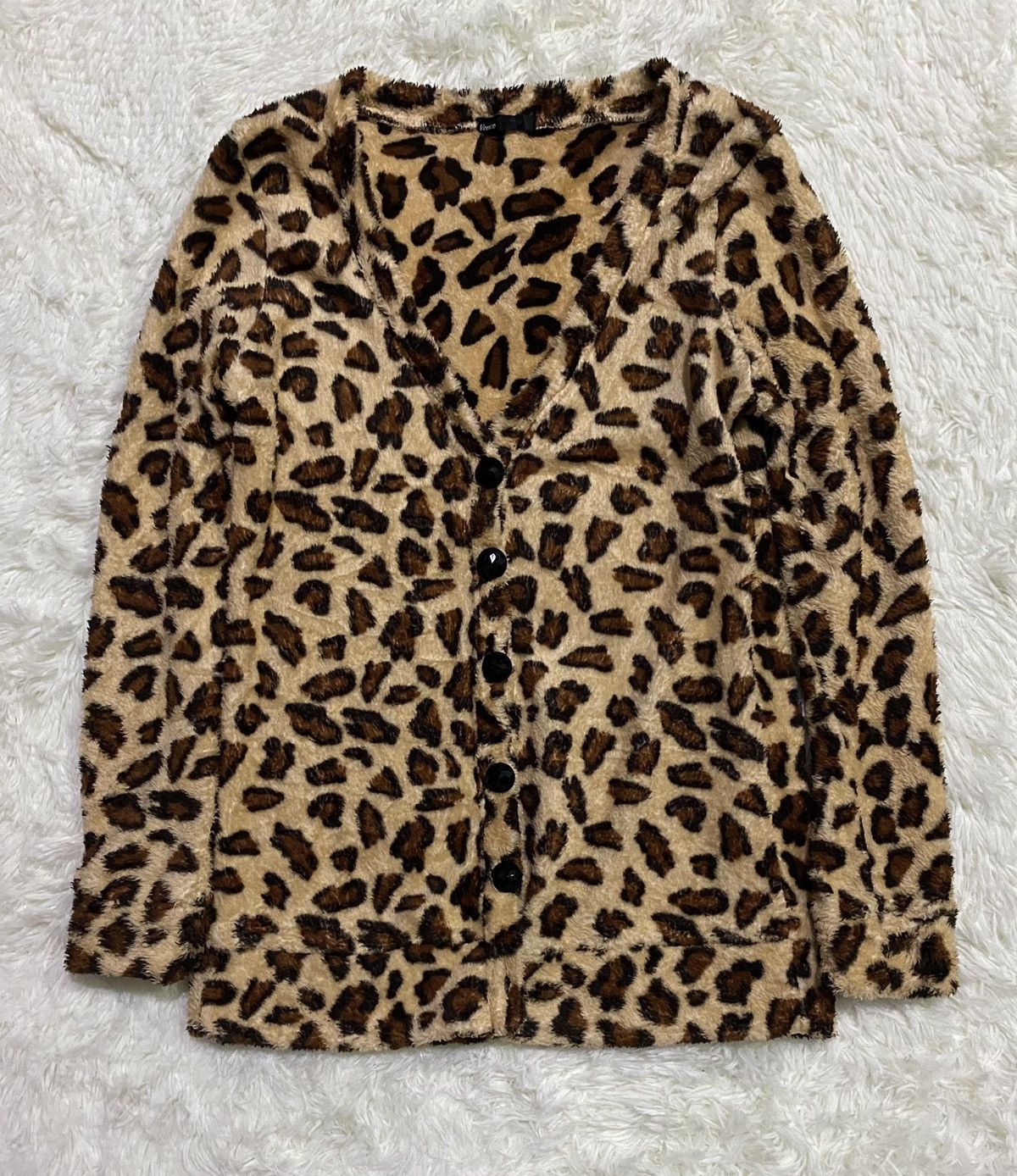 Japanese Brand Vence Fleece Leopard Cardigan Size US S / EU 44-46 / 1 - 1 Thumbnail