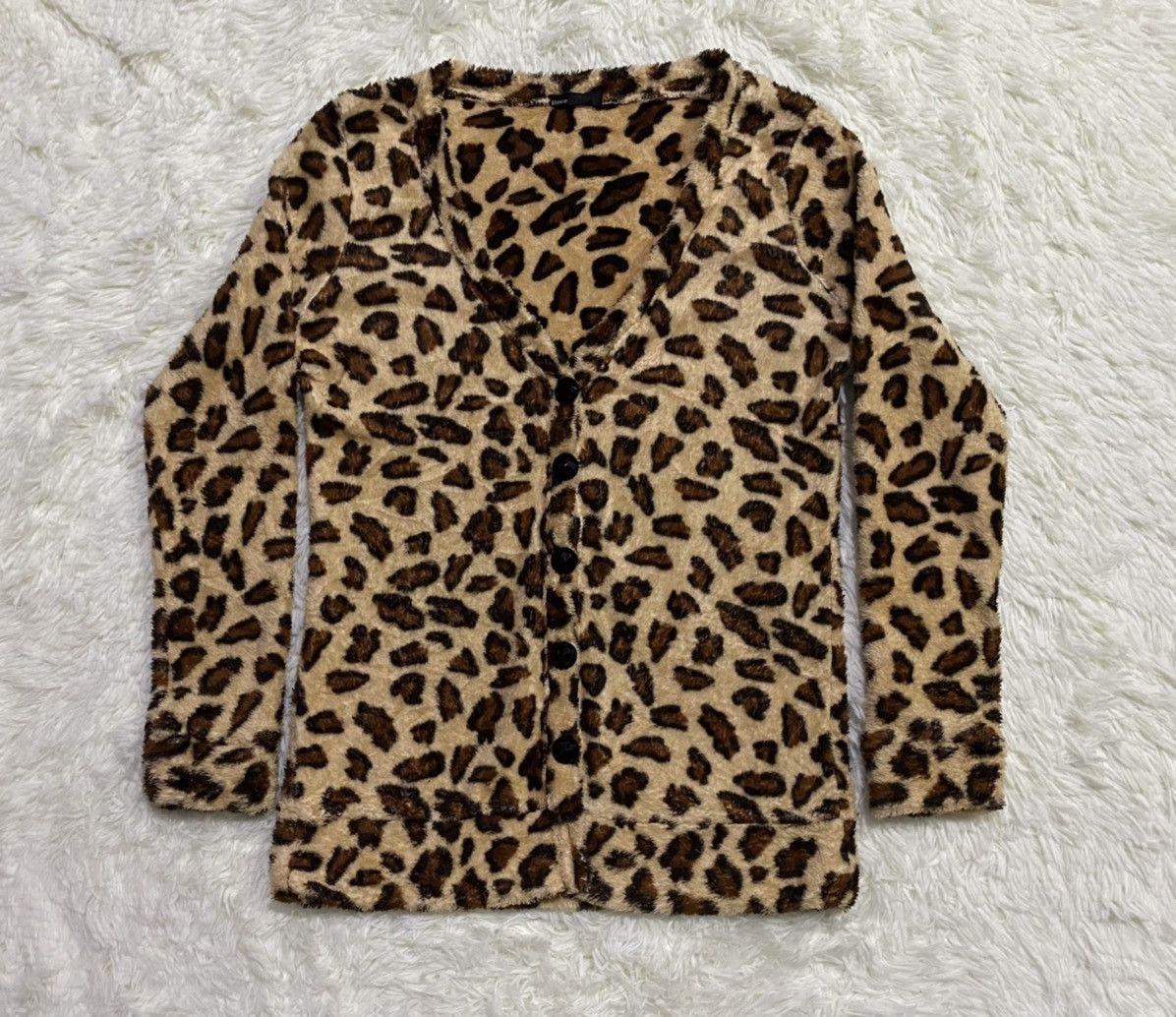 Japanese Brand Vence Fleece Leopard Cardigan Size US S / EU 44-46 / 1 - 3 Thumbnail
