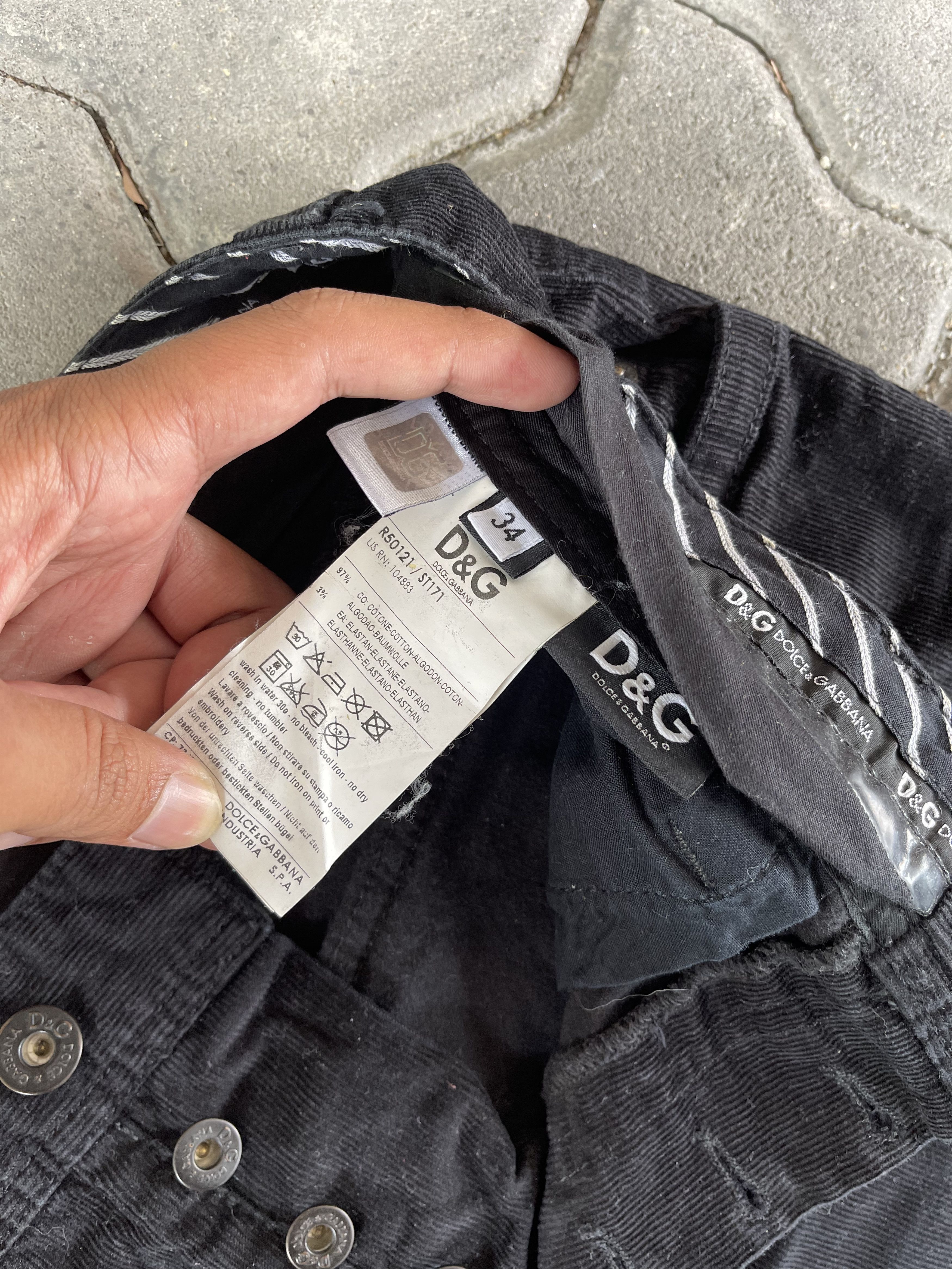 Dolce & Gabbana D&G Black Corduroy Regular Straight Cut Sz 34 Size US 34 / EU 50 - 5 Thumbnail