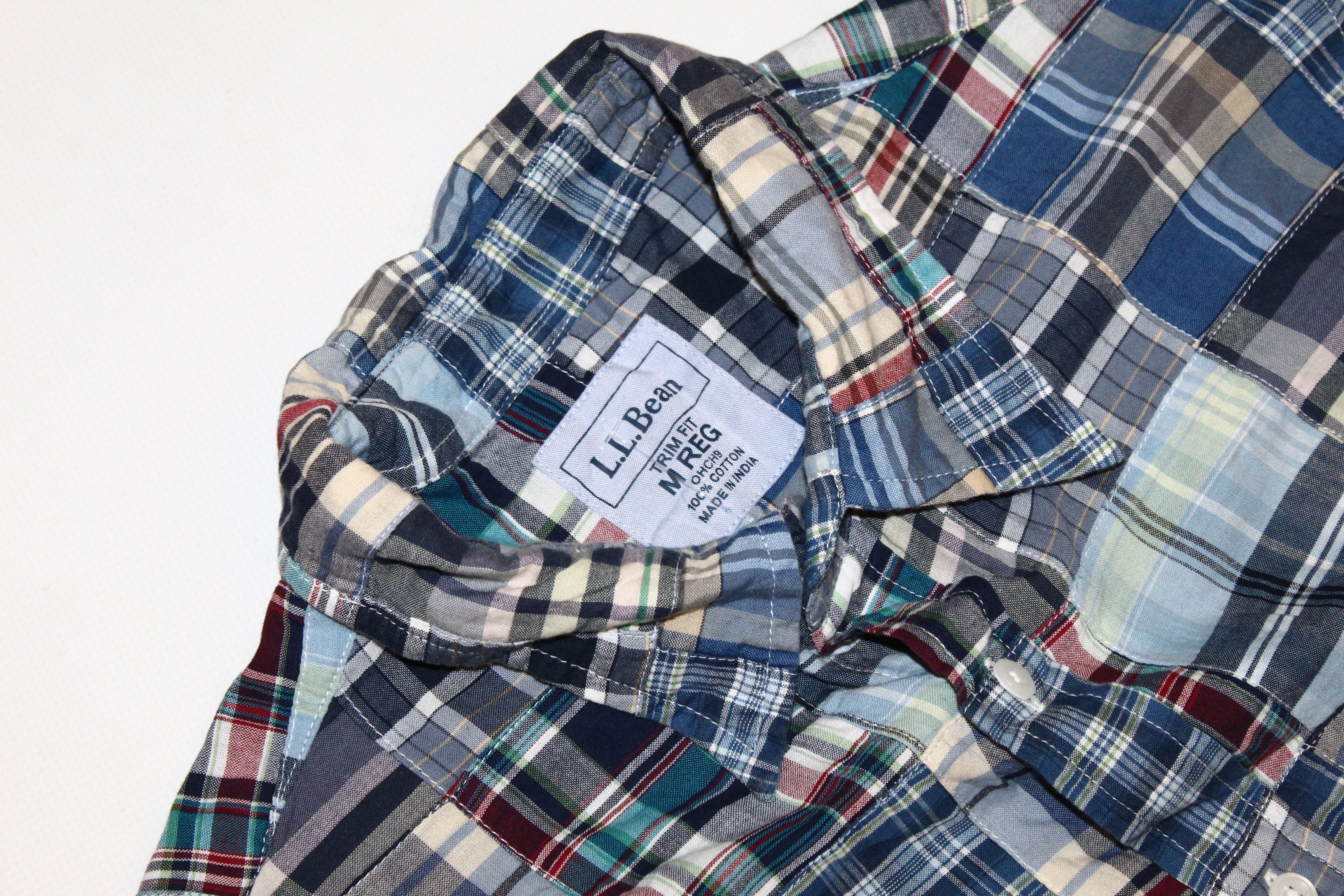L.L. Bean 🔥 VTG 🔥 L.L.Bean Trim Fit Madras Patchwork Flannel Shirt Size US M / EU 48-50 / 2 - 3 Thumbnail