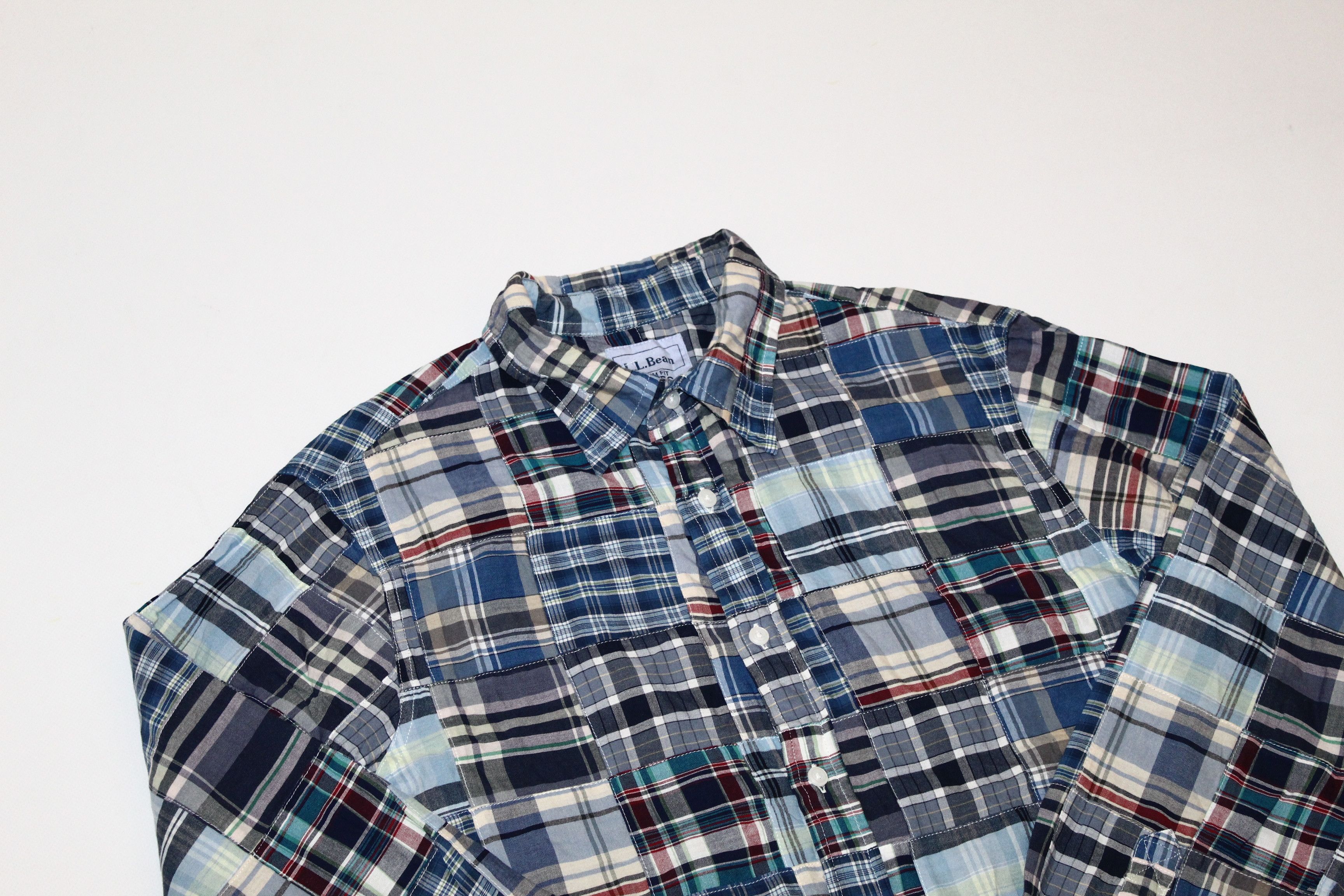 L.L. Bean 🔥 VTG 🔥 L.L.Bean Trim Fit Madras Patchwork Flannel Shirt Size US M / EU 48-50 / 2 - 2 Thumbnail