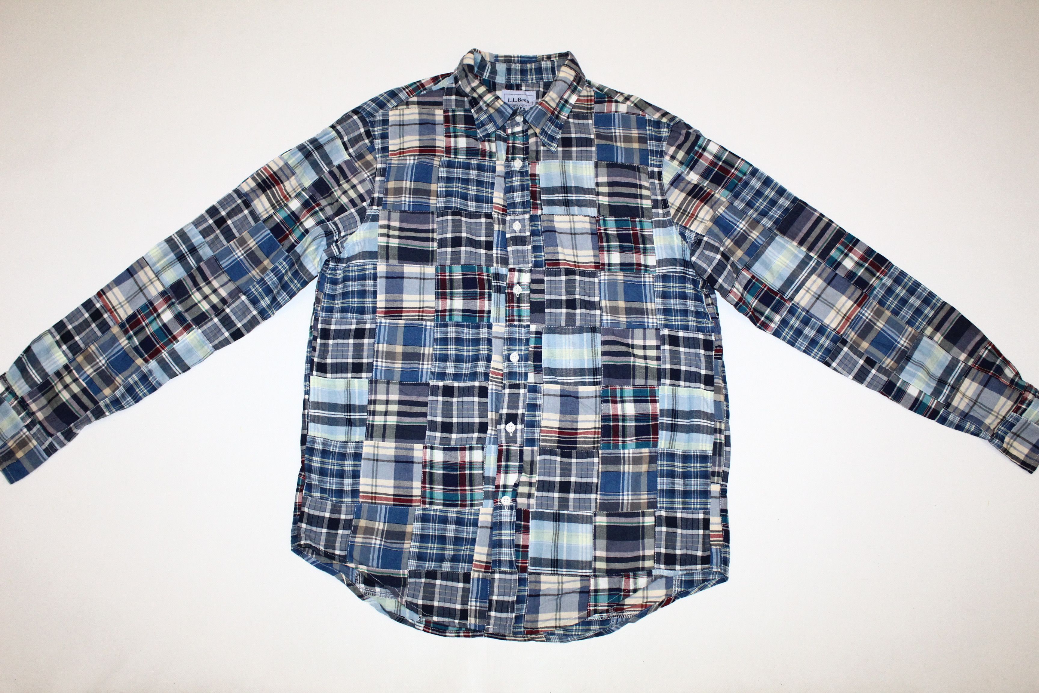 L.L. Bean 🔥 VTG 🔥 L.L.Bean Trim Fit Madras Patchwork Flannel Shirt Size US M / EU 48-50 / 2 - 6 Thumbnail
