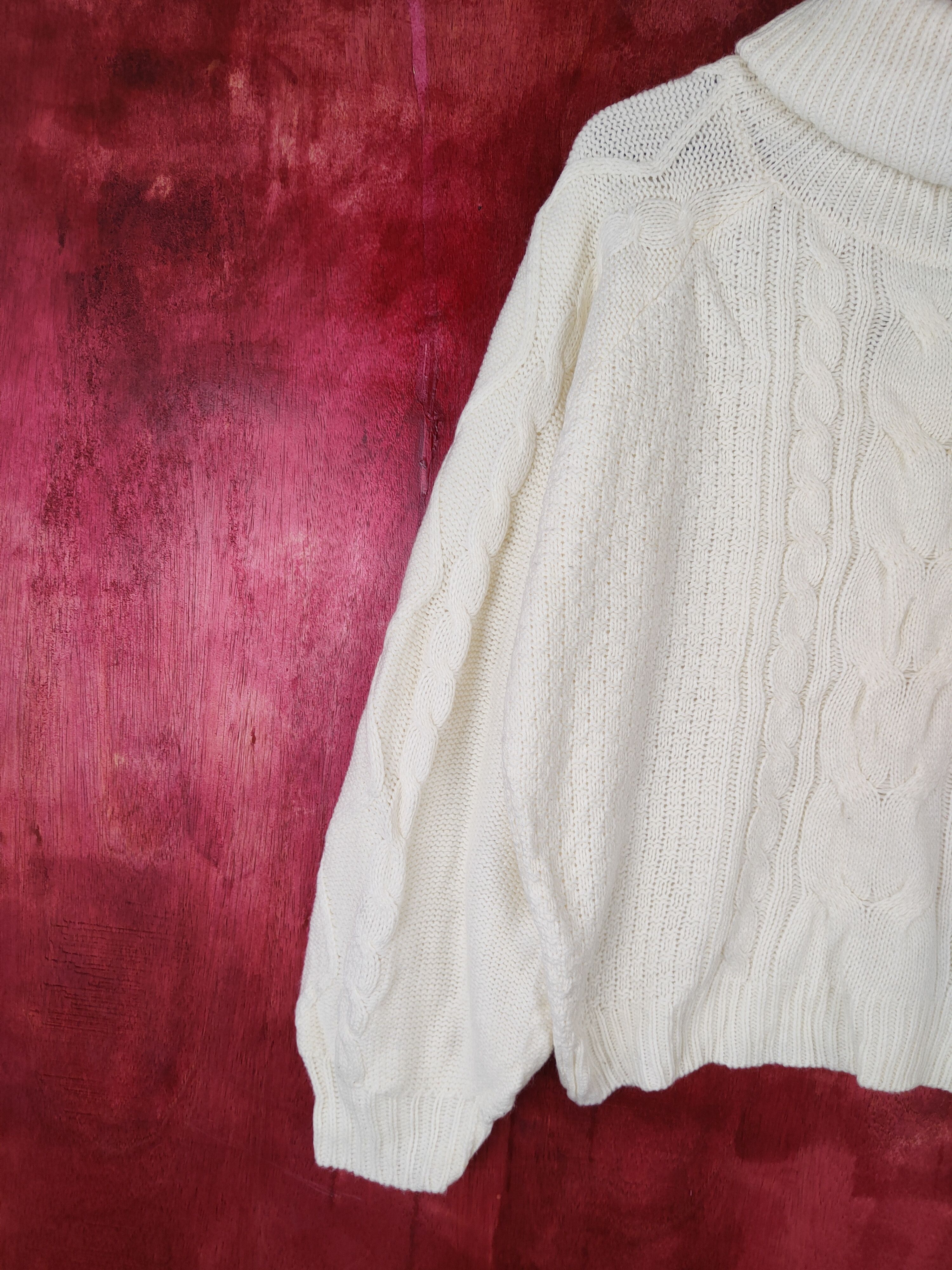 Aran Isles Knitwear × Homespun Knitwear × Japanese Brand Capsule Color White aran isle cable Knitwear #5190 Size L / US 10 / IT 46 - 3 Thumbnail