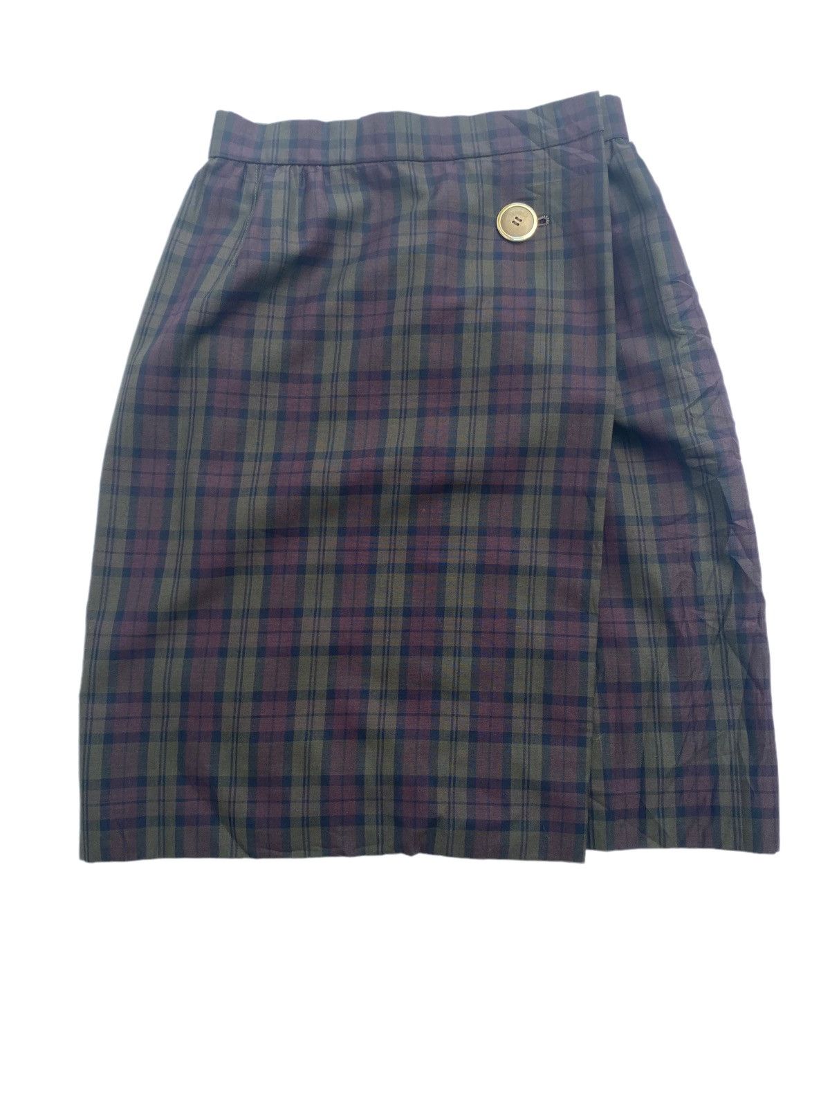 Vintage × Yves Saint Laurent Vintage 90s YSL tartan plaid skirt Size 24" / US 00 / IT 34 - 1 Thumbnail