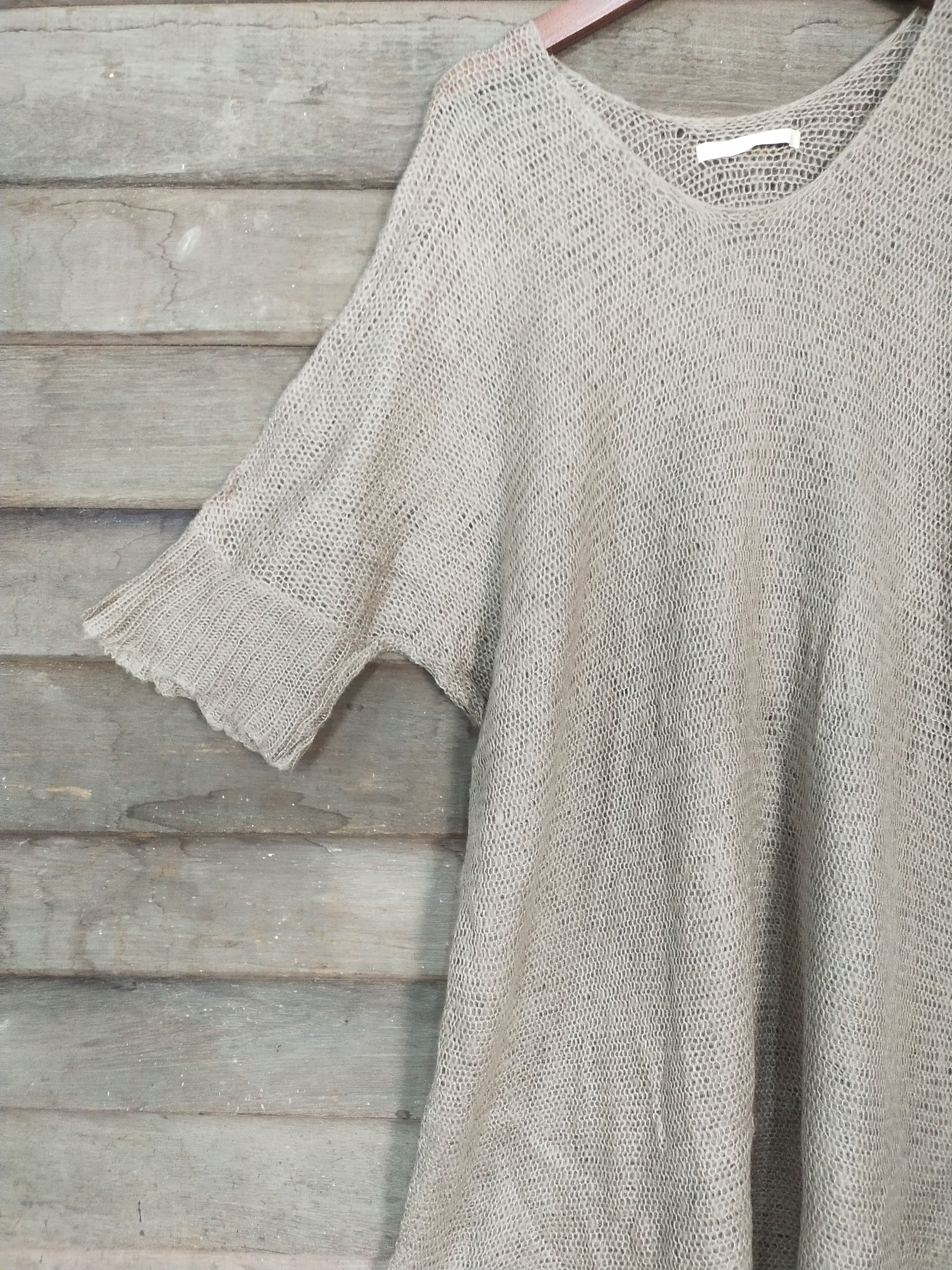 Japanese Brand Q.B.A brown mohair crochet knitwear #S212 Size M / US 6-8 / IT 42-44 - 4 Thumbnail