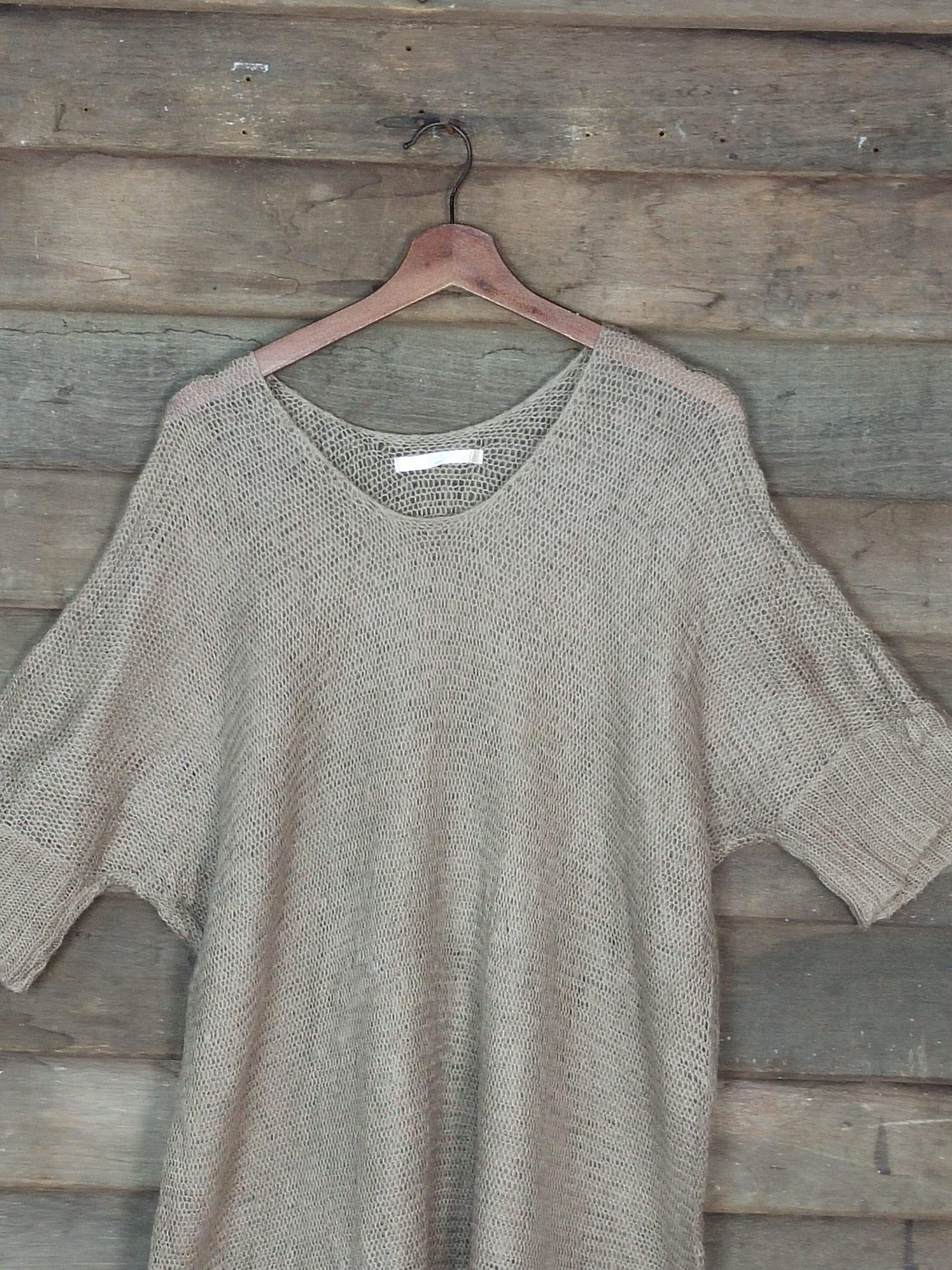 Japanese Brand Q.B.A brown mohair crochet knitwear #S212 Size M / US 6-8 / IT 42-44 - 2 Thumbnail