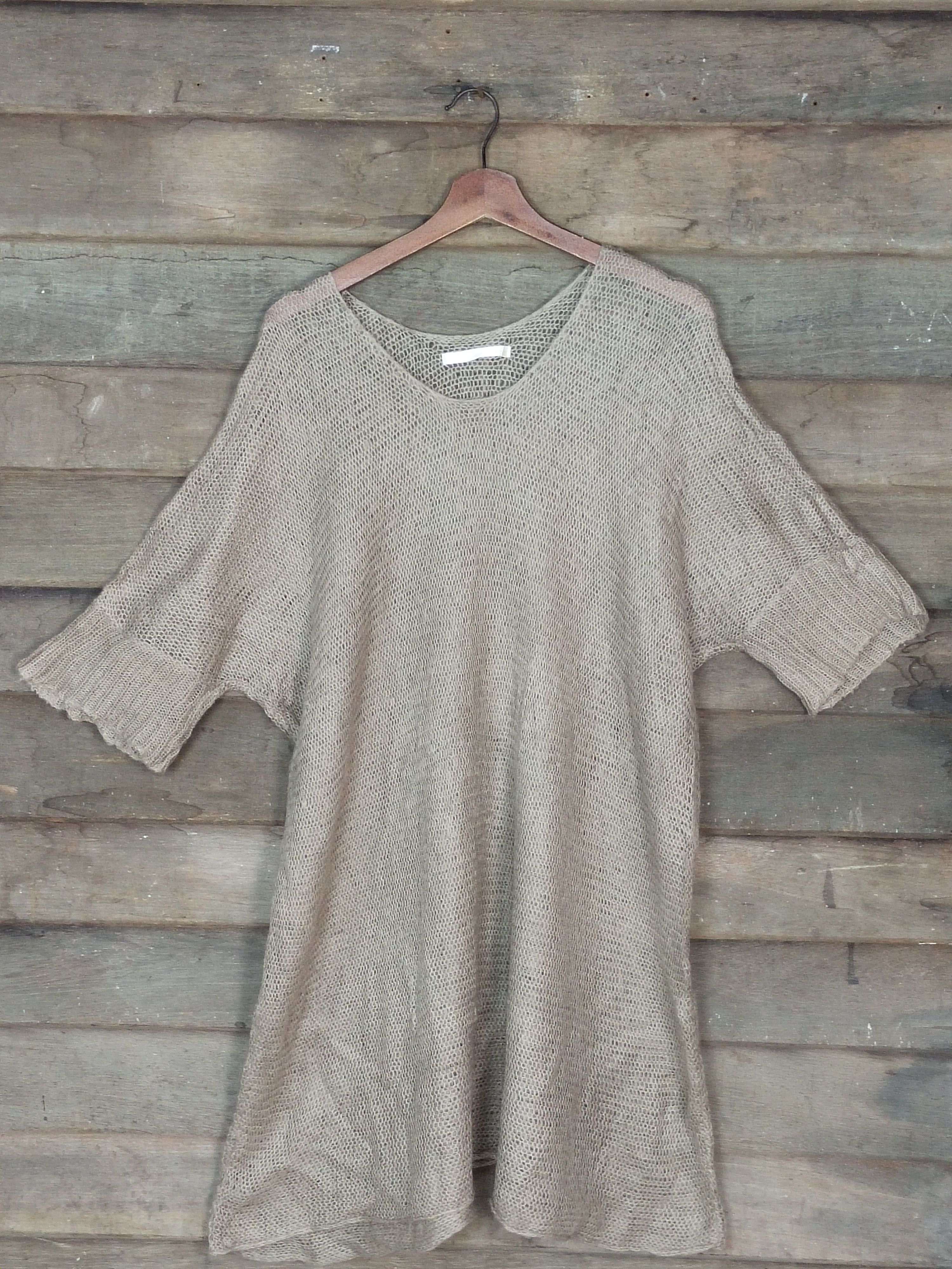 Japanese Brand Q.B.A brown mohair crochet knitwear #S212 Size M / US 6-8 / IT 42-44 - 1 Thumbnail