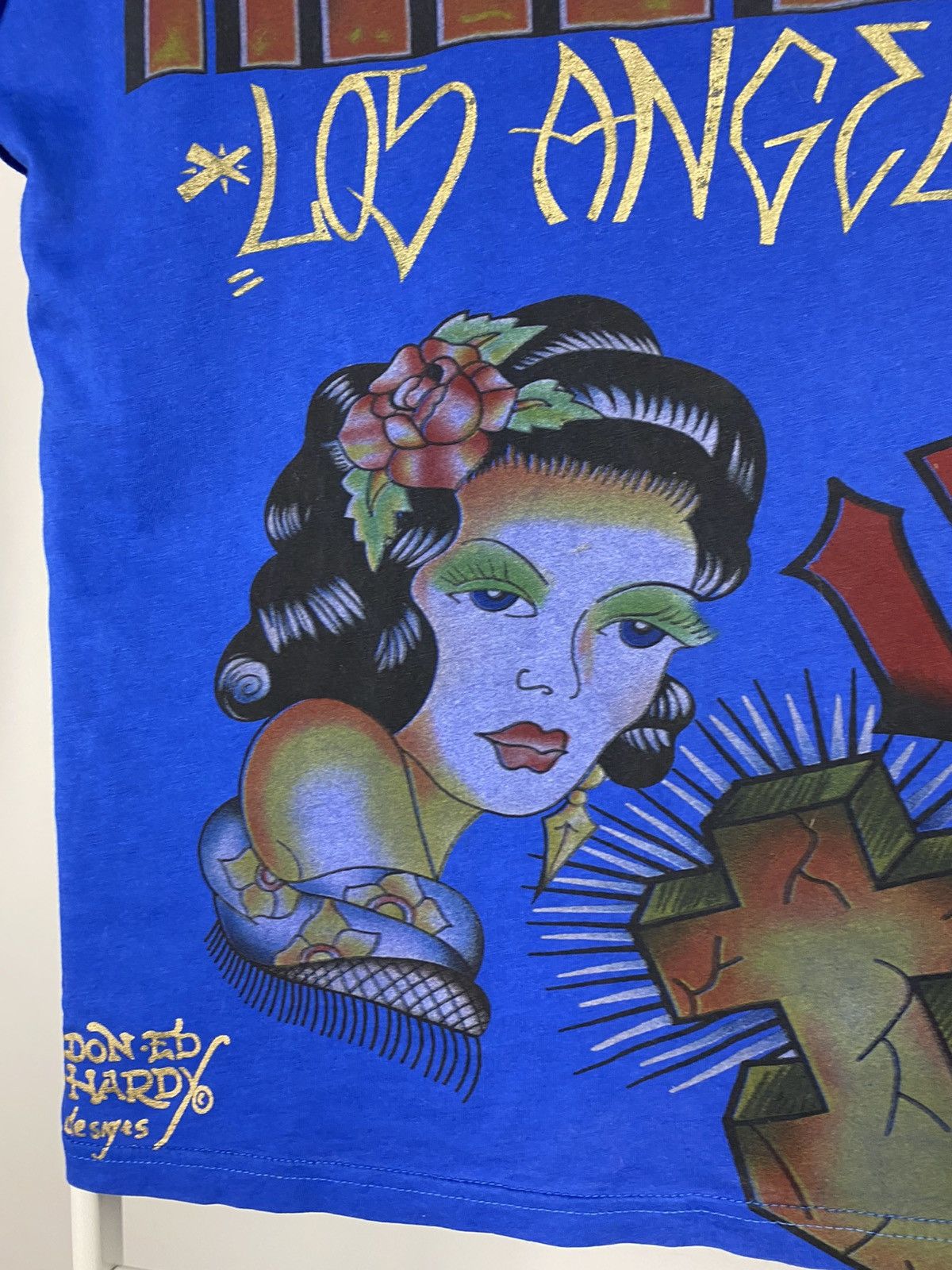 Christian Audigier × Ed Hardy × Vintage Ed Hardy Christian Audiger vintage T-shirt blue Y2K Size US S / EU 44-46 / 1 - 8 Thumbnail