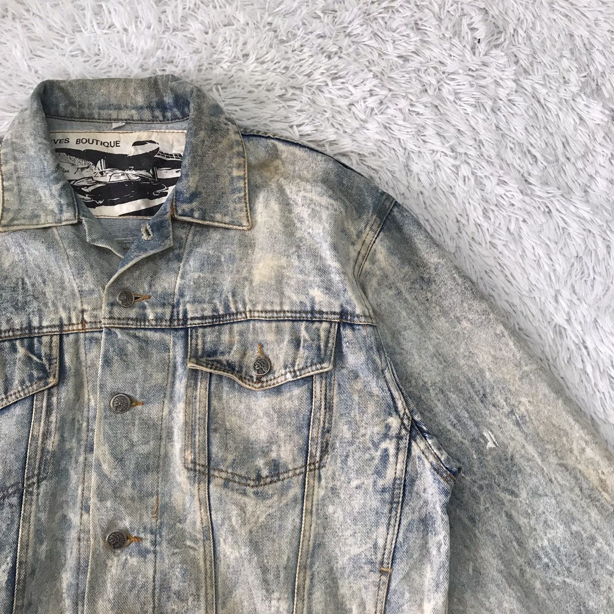Japanese Brand Vtg YVES BOUTIQUE Denim Jacket Bleach Style Size US L / EU 52-54 / 3 - 5 Thumbnail