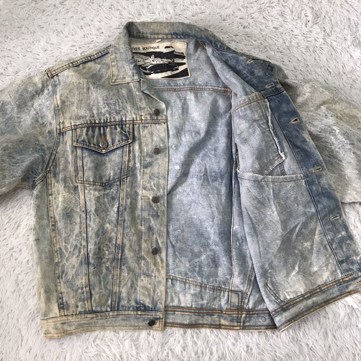 Japanese Brand Vtg YVES BOUTIQUE Denim Jacket Bleach Style Size US L / EU 52-54 / 3 - 15 Thumbnail