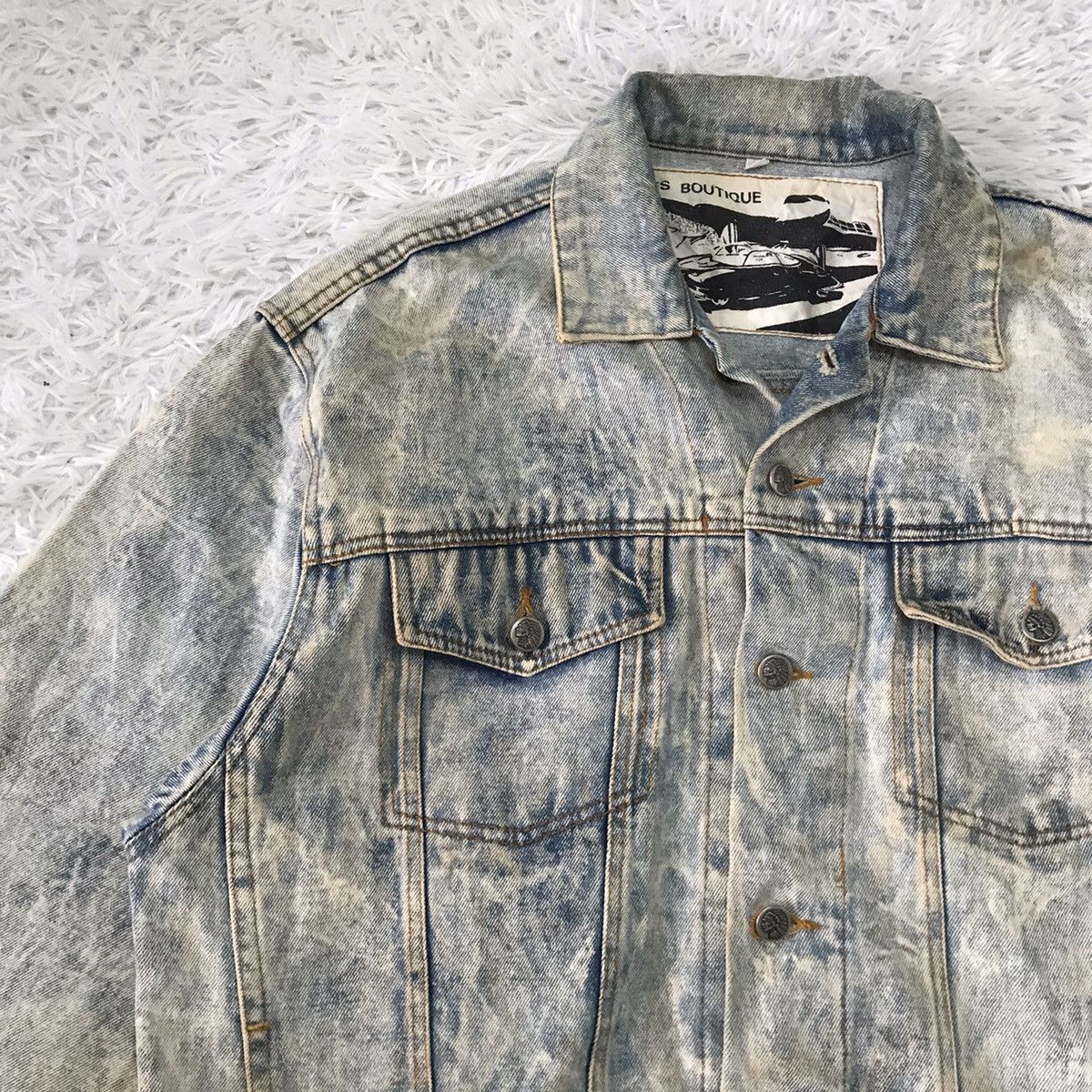 Japanese Brand Vtg YVES BOUTIQUE Denim Jacket Bleach Style Size US L / EU 52-54 / 3 - 6 Thumbnail