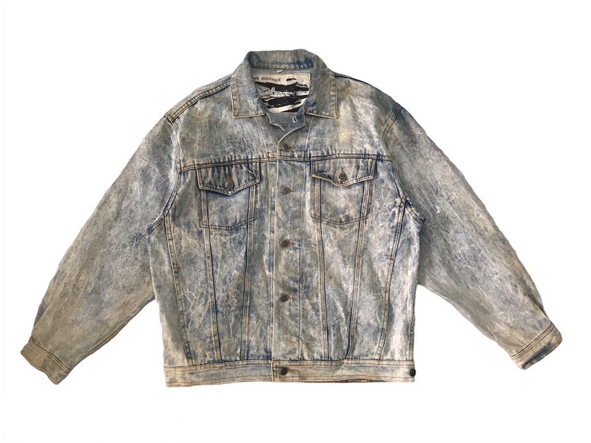Vtg YVES BOUTIQUE Denim Jacket Bleach Style