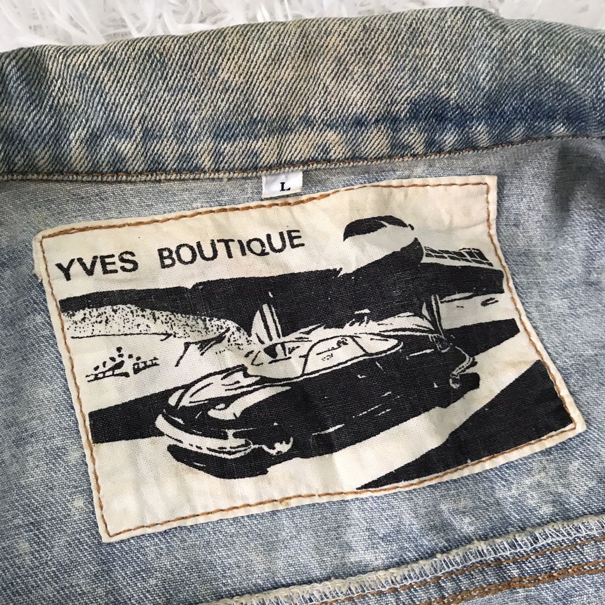 Japanese Brand Vtg YVES BOUTIQUE Denim Jacket Bleach Style Size US L / EU 52-54 / 3 - 19 Thumbnail