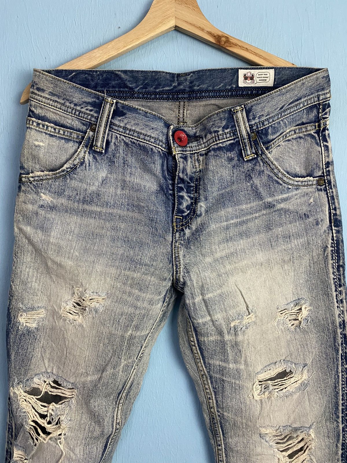 Vintage Rodeo Crown Selvedge Denim Distress style Size 34" / US 12 / IT 48 - 3 Thumbnail