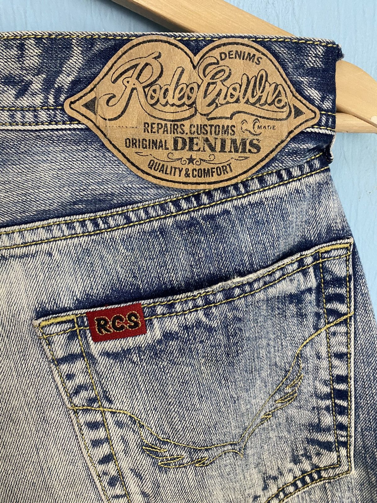 Vintage Rodeo Crown Selvedge Denim Distress style Size 34" / US 12 / IT 48 - 10 Thumbnail