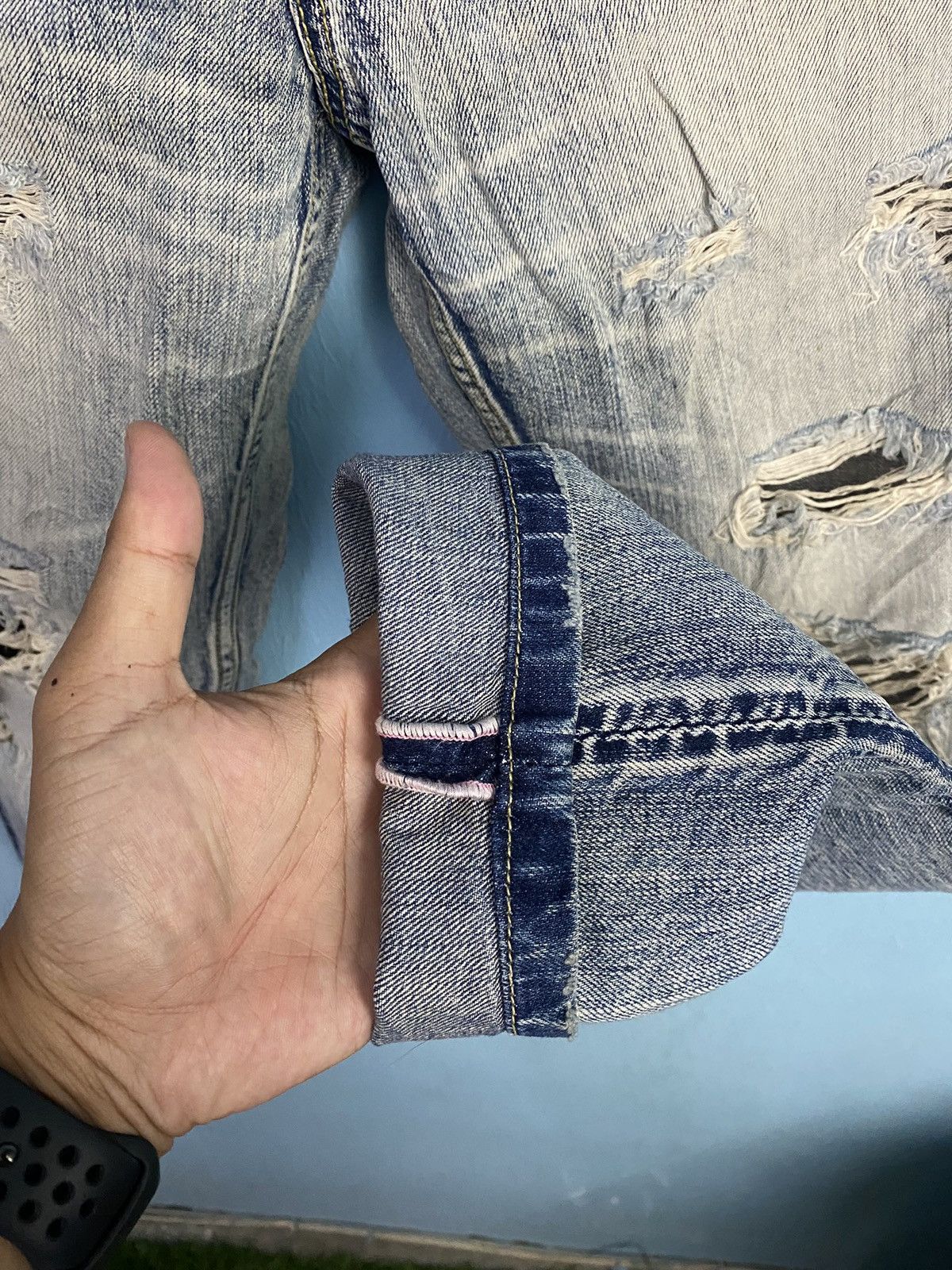 Vintage Rodeo Crown Selvedge Denim Distress style Size 34" / US 12 / IT 48 - 8 Thumbnail