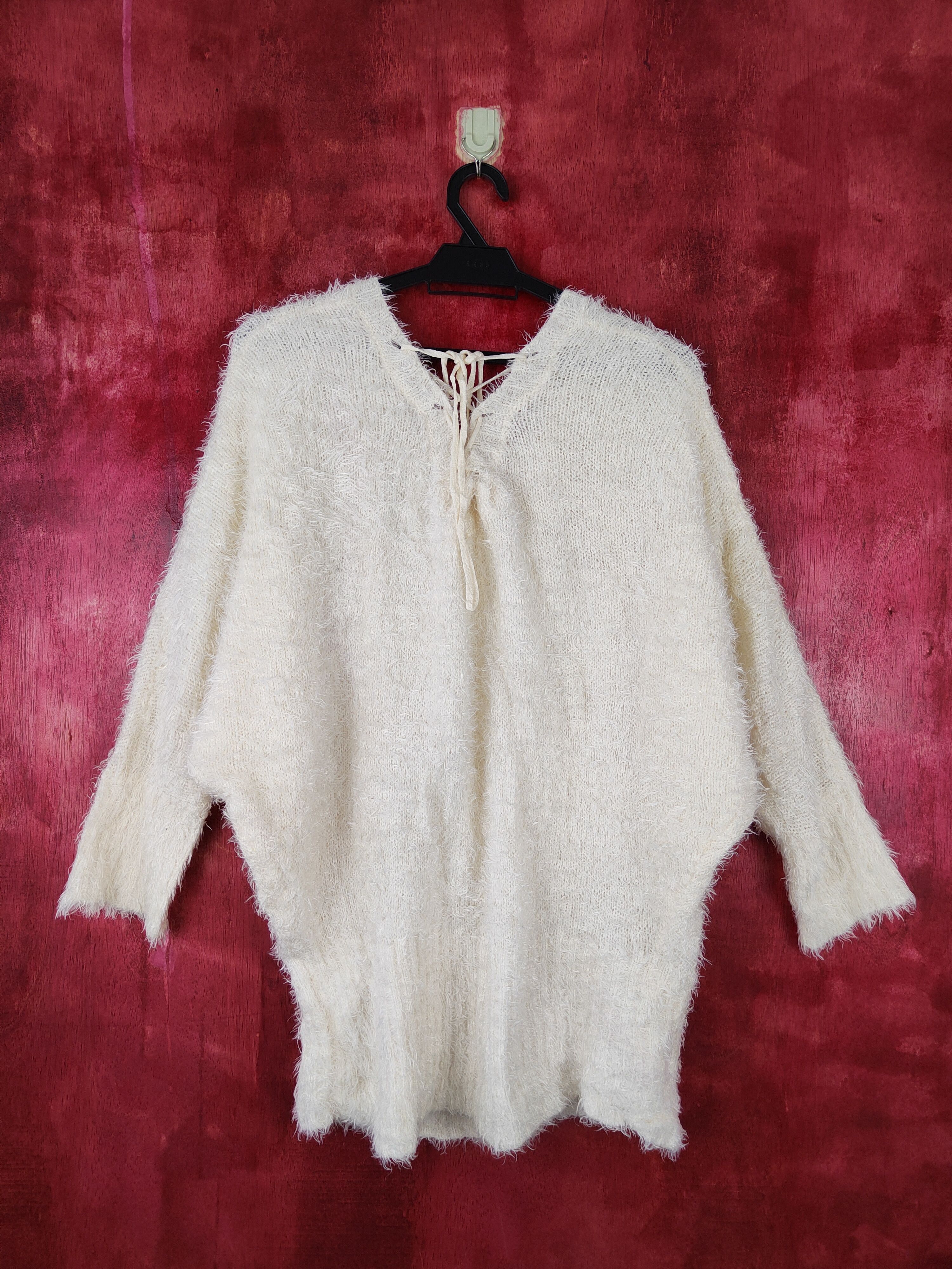 Homespun Knitwear × Japanese Brand Dialle Caisenn White Shag Shaggy Fur Mohair Knitwear #S368 Size XL / US 12-14 / IT 48-50 - 1 Thumbnail