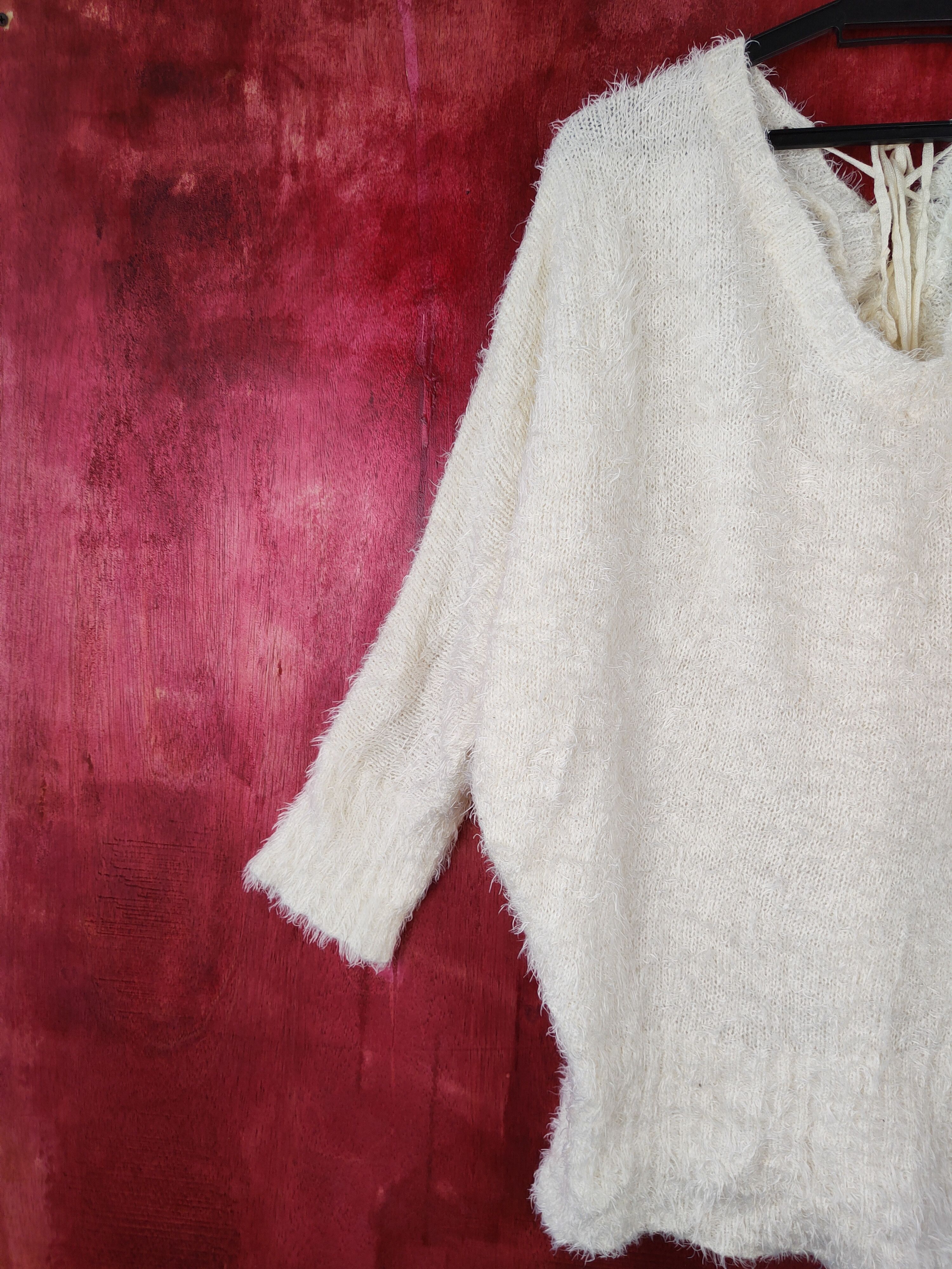 Homespun Knitwear × Japanese Brand Dialle Caisenn White Shag Shaggy Fur Mohair Knitwear #S368 Size XL / US 12-14 / IT 48-50 - 6 Thumbnail