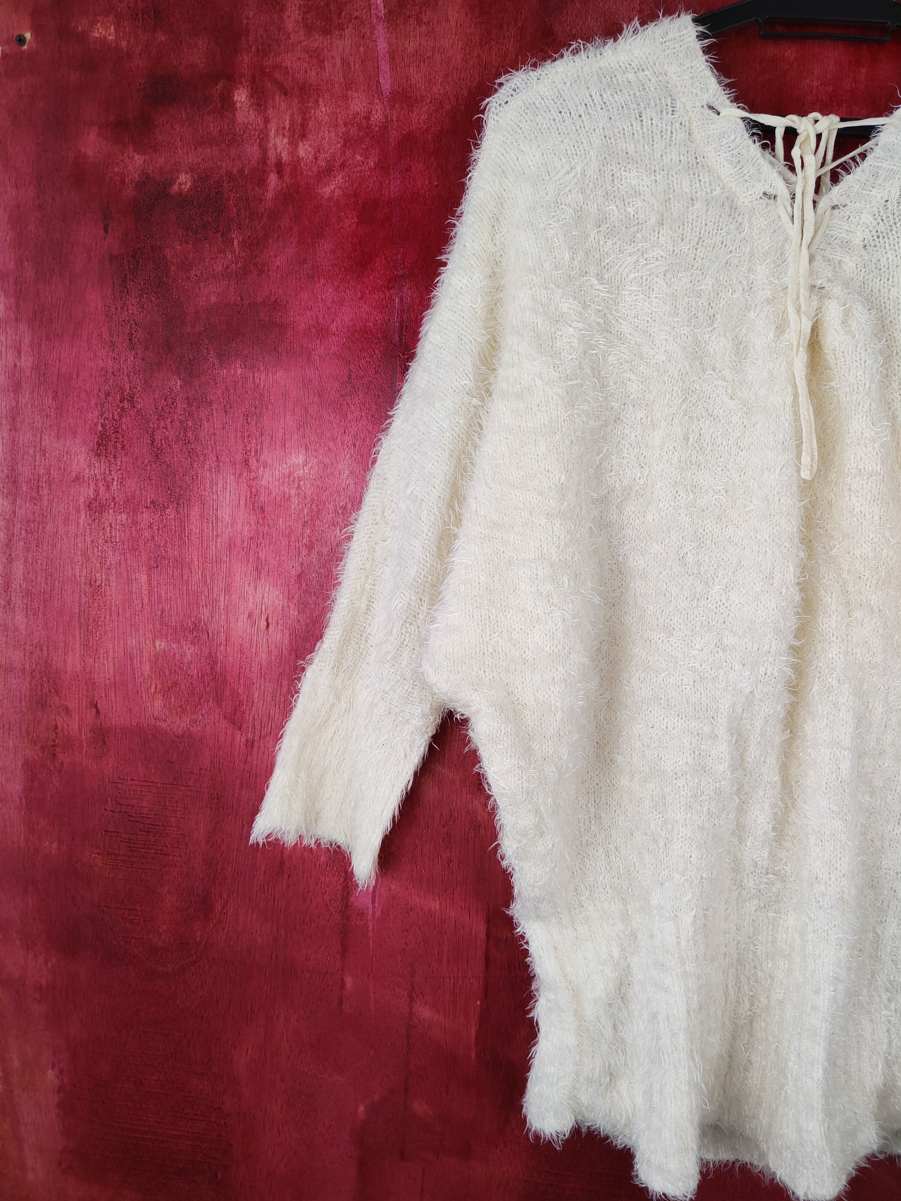 Homespun Knitwear × Japanese Brand Dialle Caisenn White Shag Shaggy Fur Mohair Knitwear #S368 Size XL / US 12-14 / IT 48-50 - 3 Thumbnail