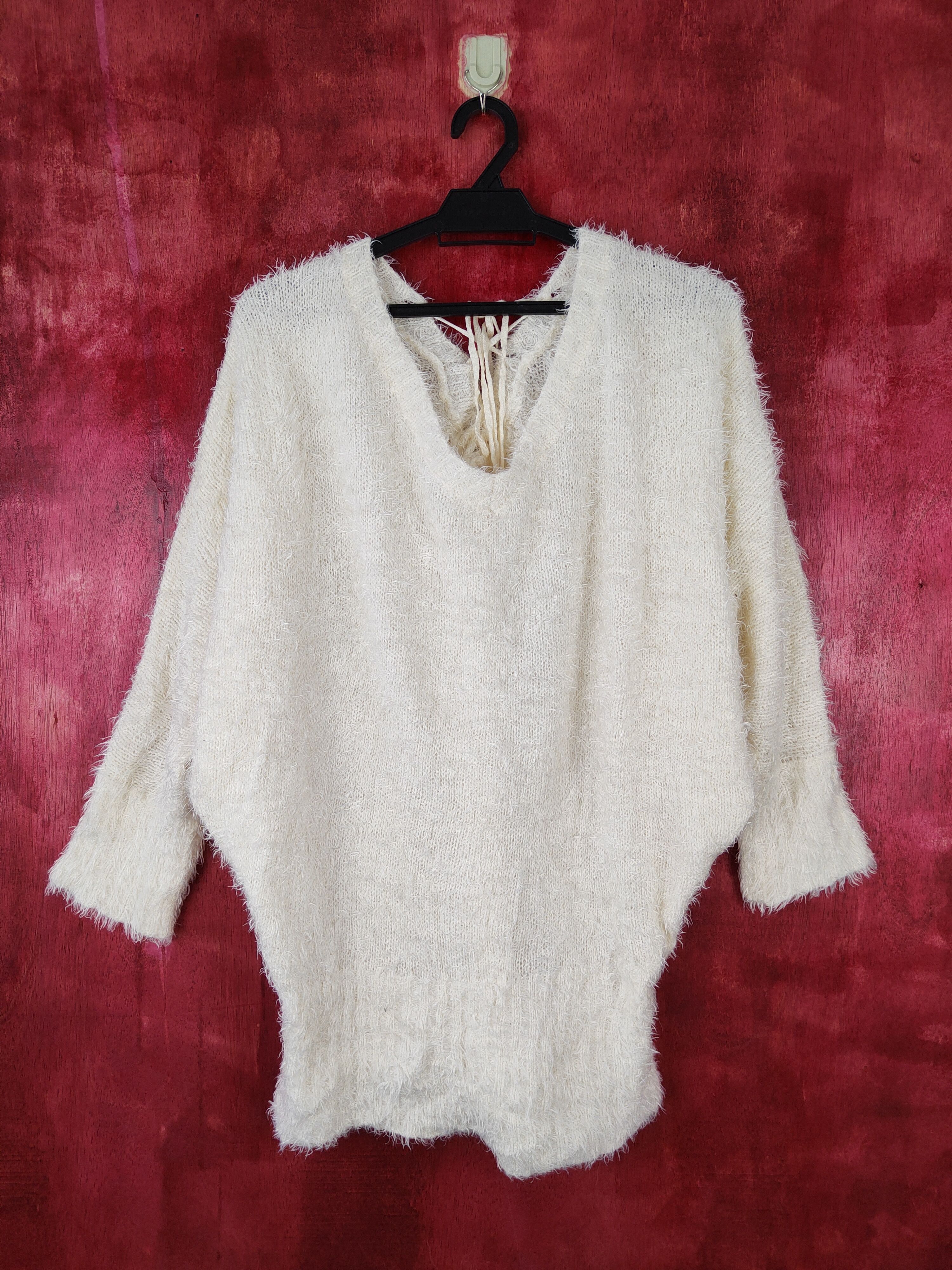 Homespun Knitwear × Japanese Brand Dialle Caisenn White Shag Shaggy Fur Mohair Knitwear #S368 Size XL / US 12-14 / IT 48-50 - 5 Thumbnail