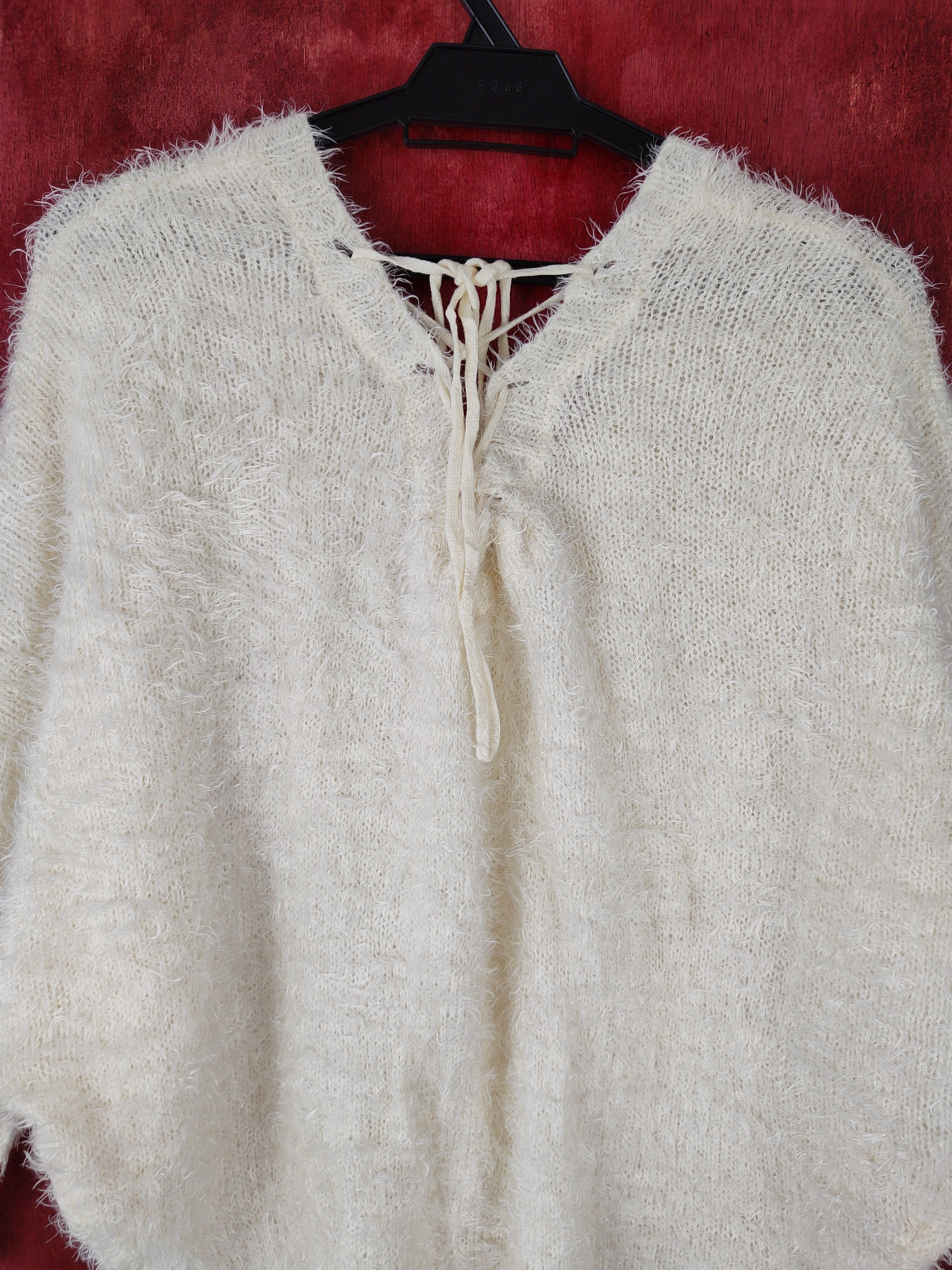 Homespun Knitwear × Japanese Brand Dialle Caisenn White Shag Shaggy Fur Mohair Knitwear #S368 Size XL / US 12-14 / IT 48-50 - 2 Thumbnail