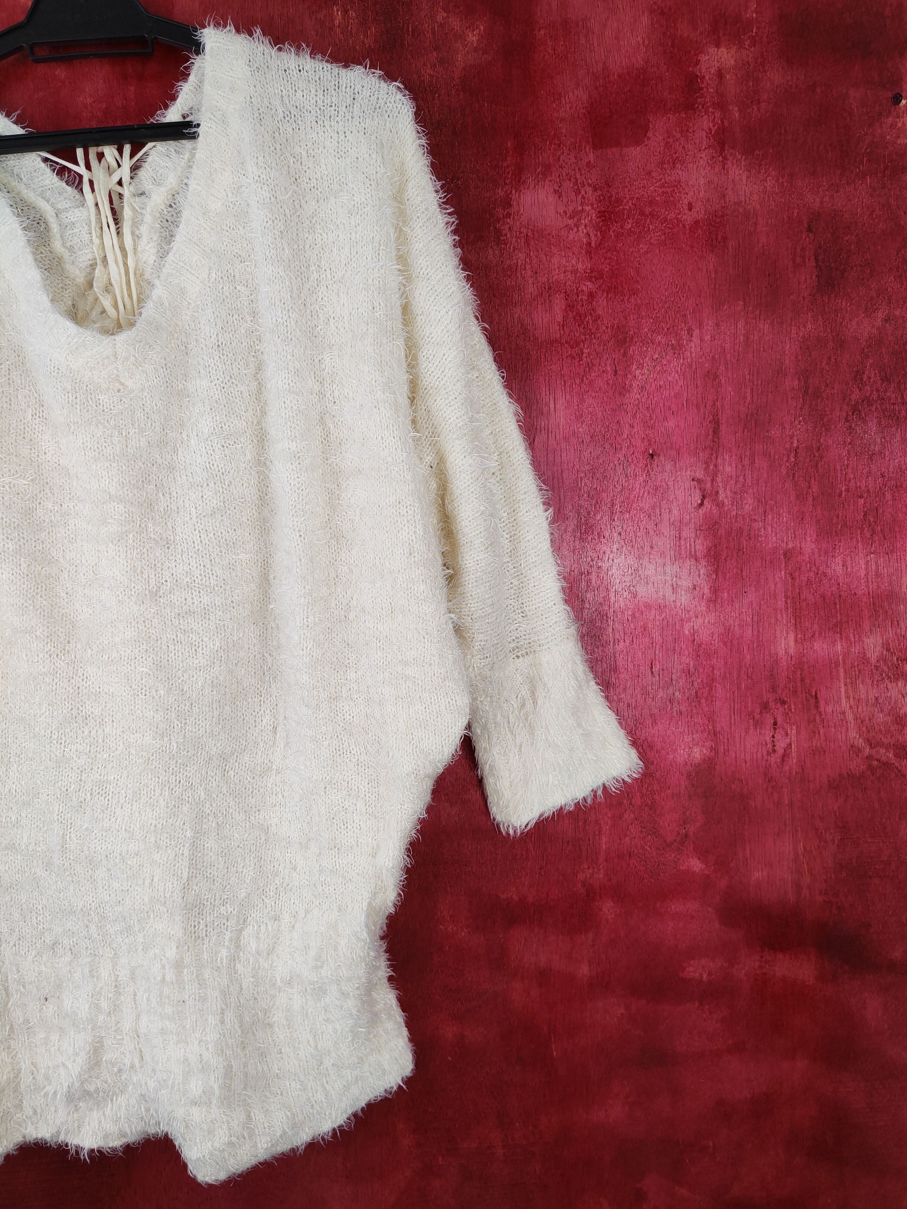 Homespun Knitwear × Japanese Brand Dialle Caisenn White Shag Shaggy Fur Mohair Knitwear #S368 Size XL / US 12-14 / IT 48-50 - 7 Thumbnail