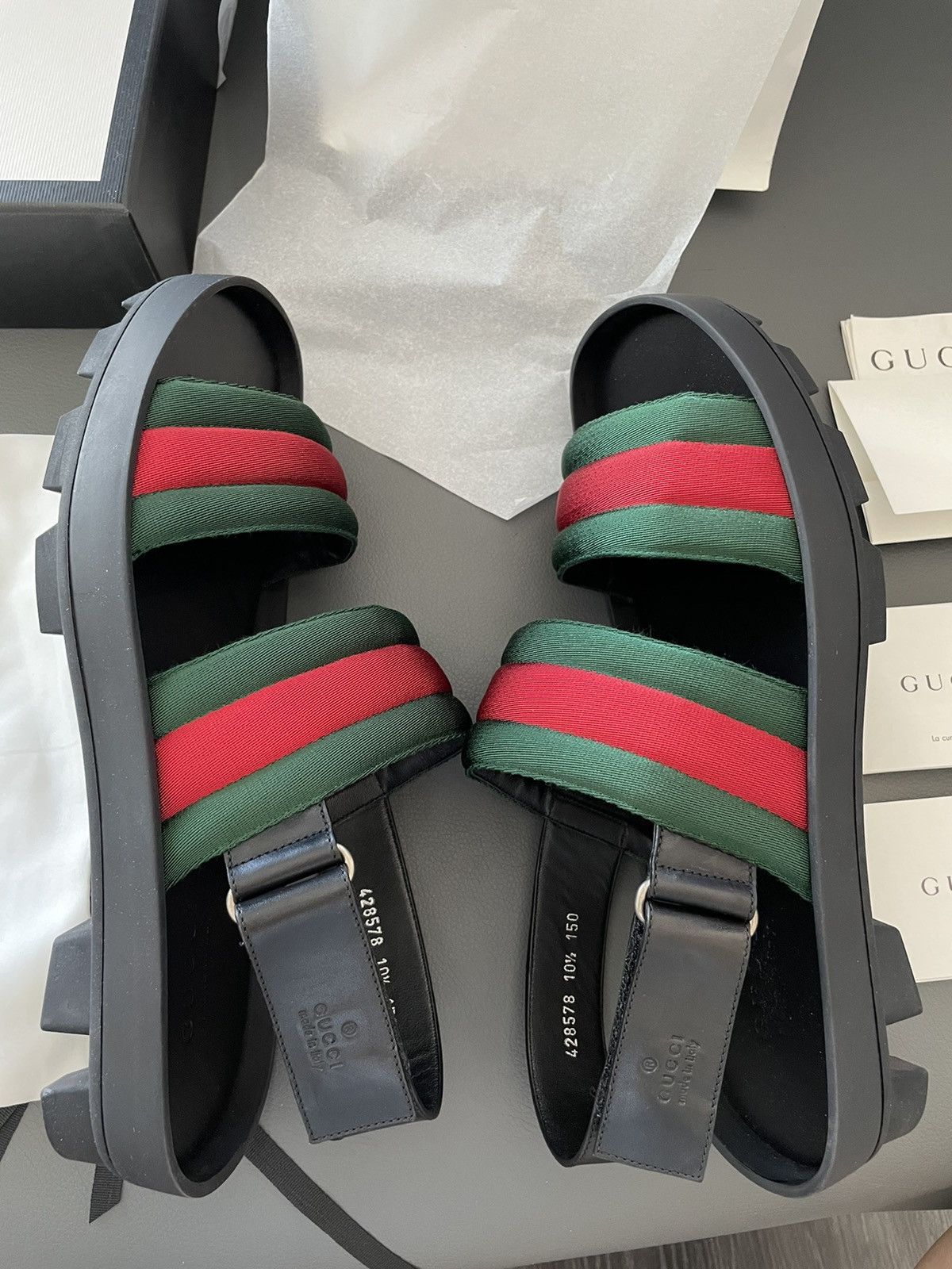 Gucci Rare Super Runway Iconic Gucci Tri Color Sandal Slides Shoes Size US 11.5 / EU 44-45 - 11 Thumbnail