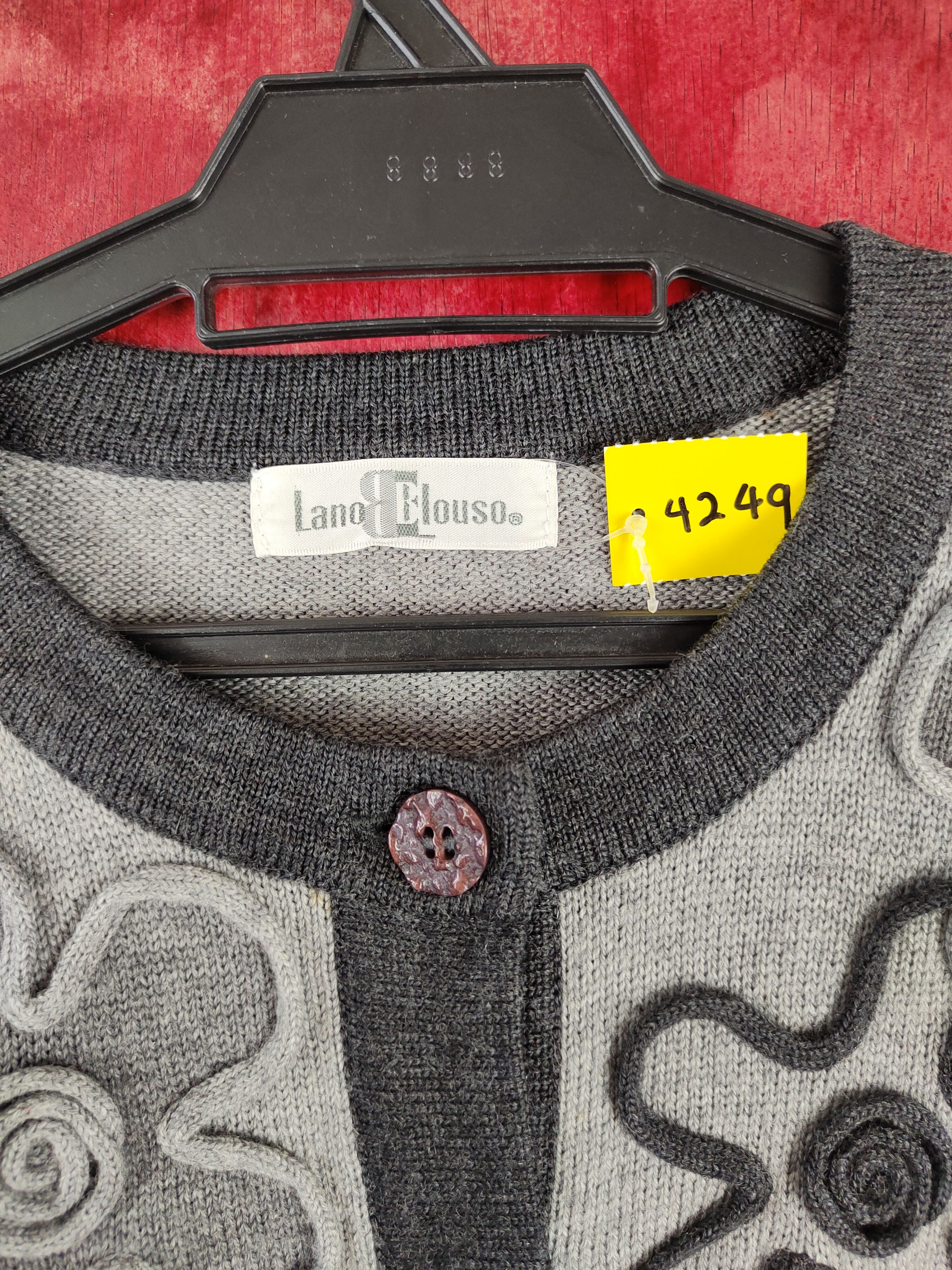 Japanese Brand Lano Blouso ® Gray flower art Knitwear #S328 Size M / US 6-8 / IT 42-44 - 8 Thumbnail