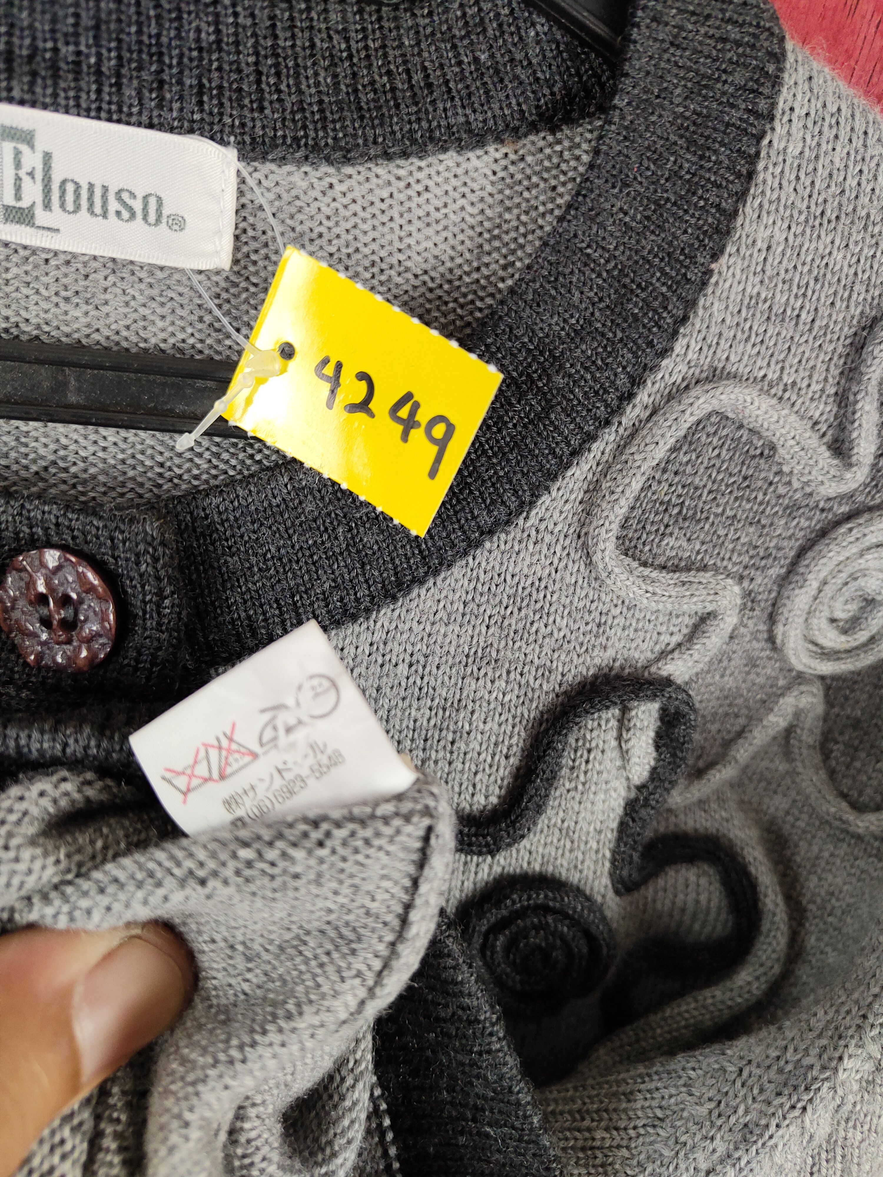 Japanese Brand Lano Blouso ® Gray flower art Knitwear #S328 Size M / US 6-8 / IT 42-44 - 9 Thumbnail