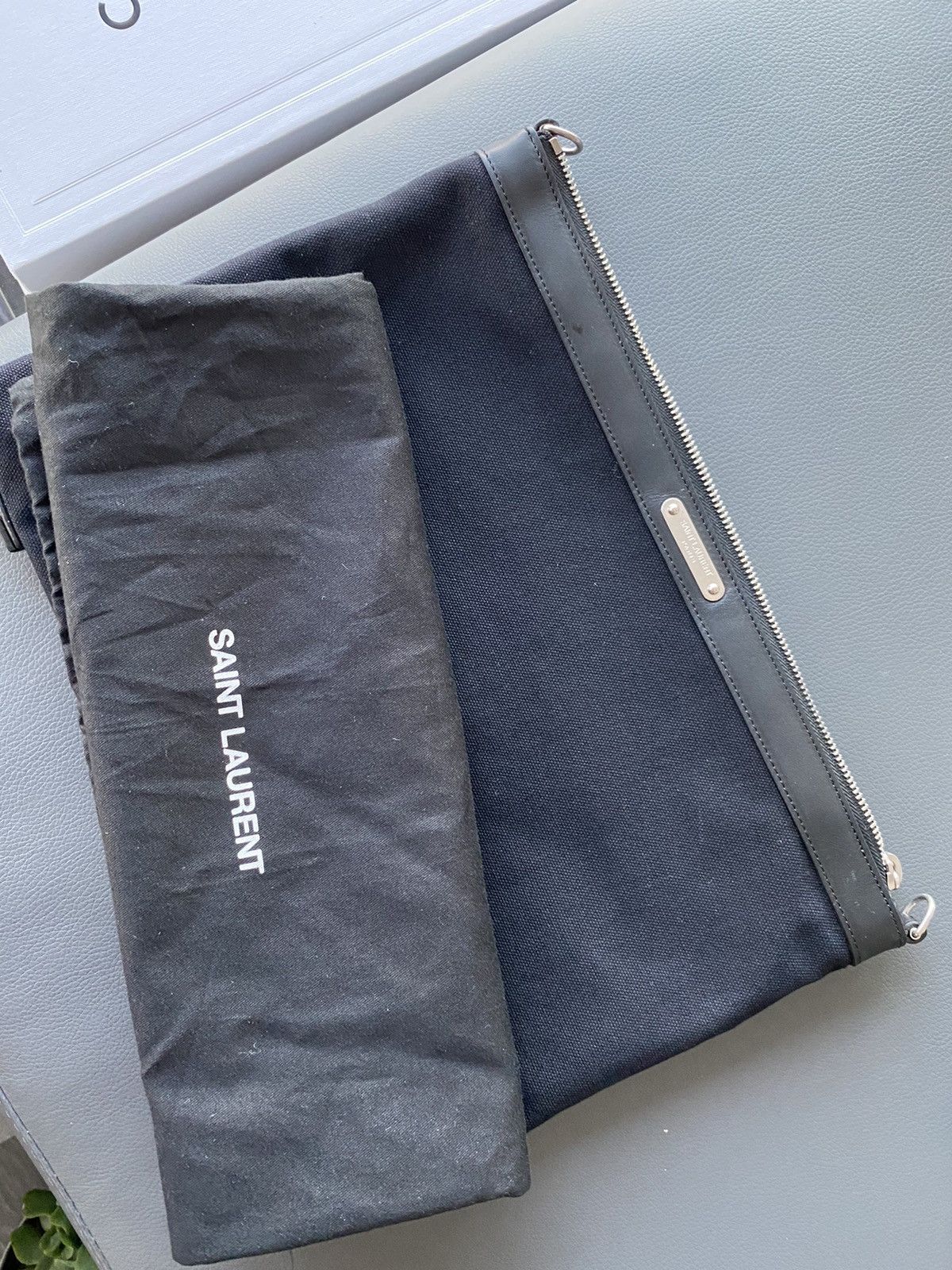 Hedi Slimane × Saint Laurent Paris × Yves Saint Laurent New Super Limited Classic Leather Canvas Leather Pouch Size ONE SIZE - 5 Thumbnail