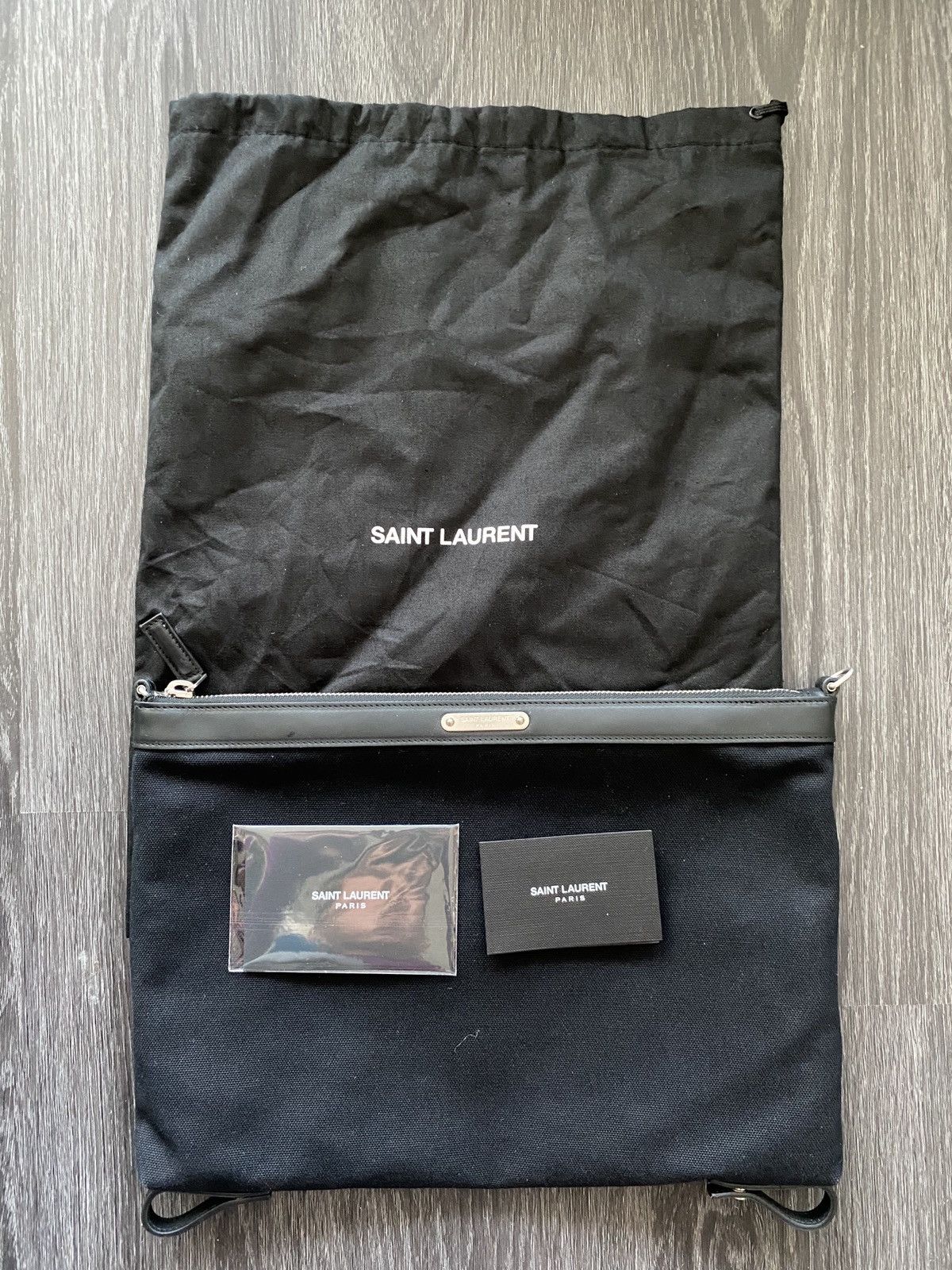 Hedi Slimane × Saint Laurent Paris × Yves Saint Laurent New Super Limited Classic Leather Canvas Leather Pouch Size ONE SIZE - 1 Thumbnail