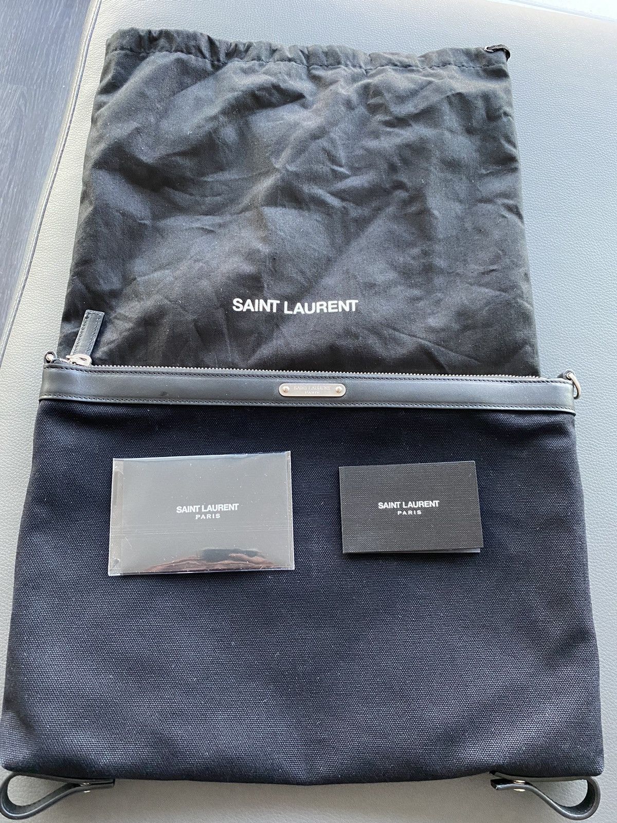 Hedi Slimane × Saint Laurent Paris × Yves Saint Laurent New Super Limited Classic Leather Canvas Leather Pouch Size ONE SIZE - 2 Thumbnail