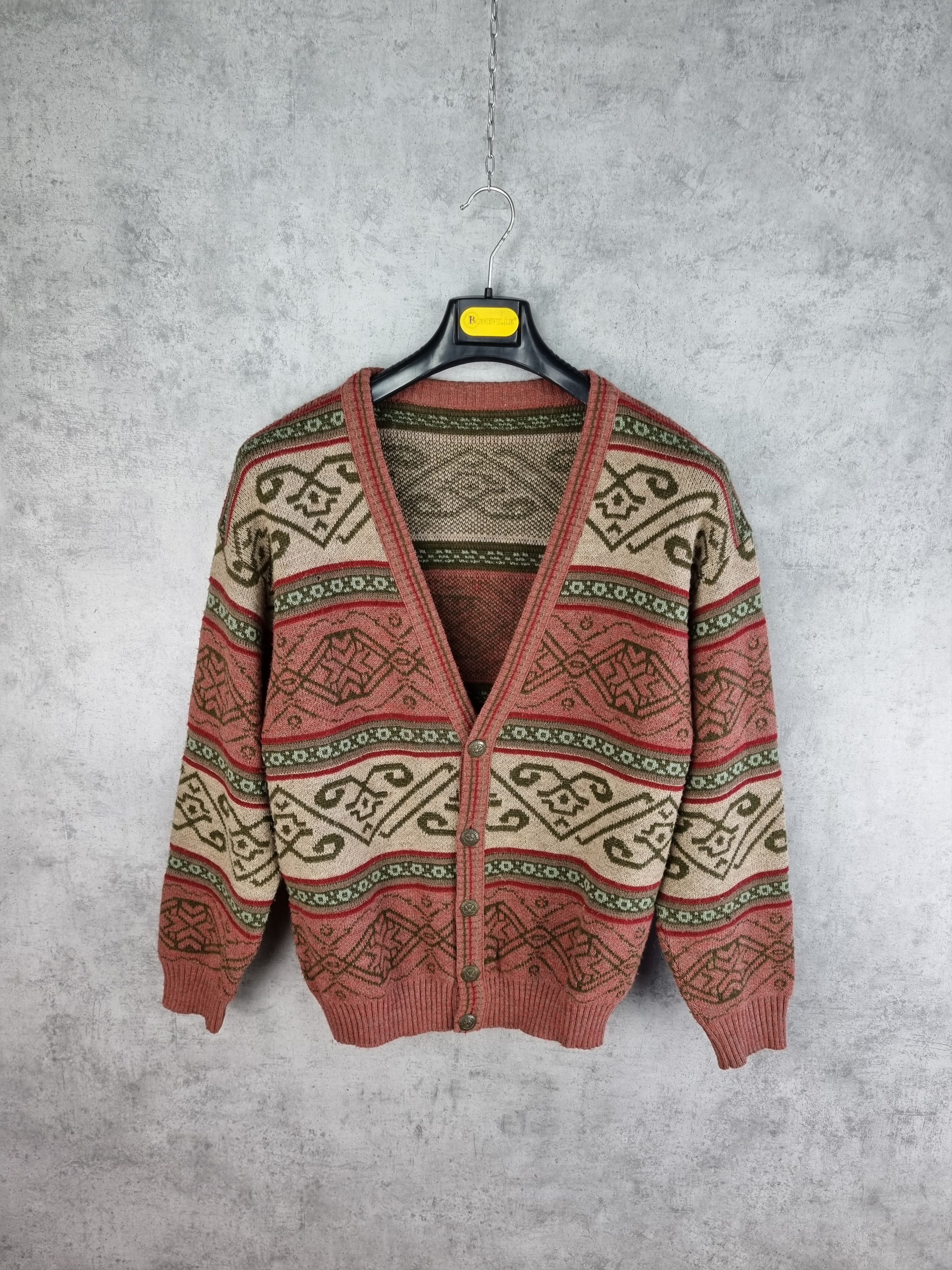 Cardigan × Coloured Cable Knit Sweater × Native 90s Vintage Wool  