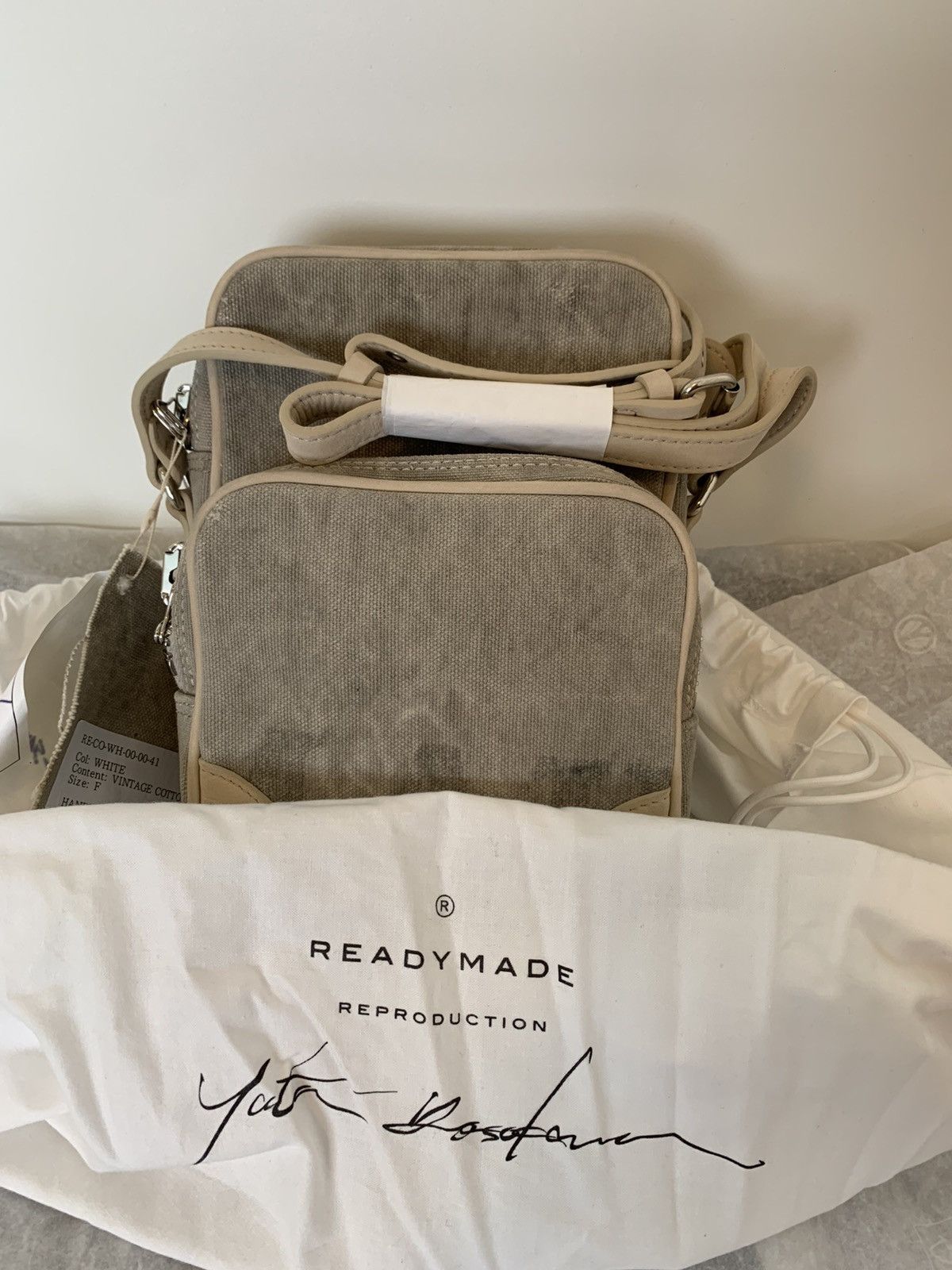 READYMADE Readymade white canvas shoulder bag | Grailed