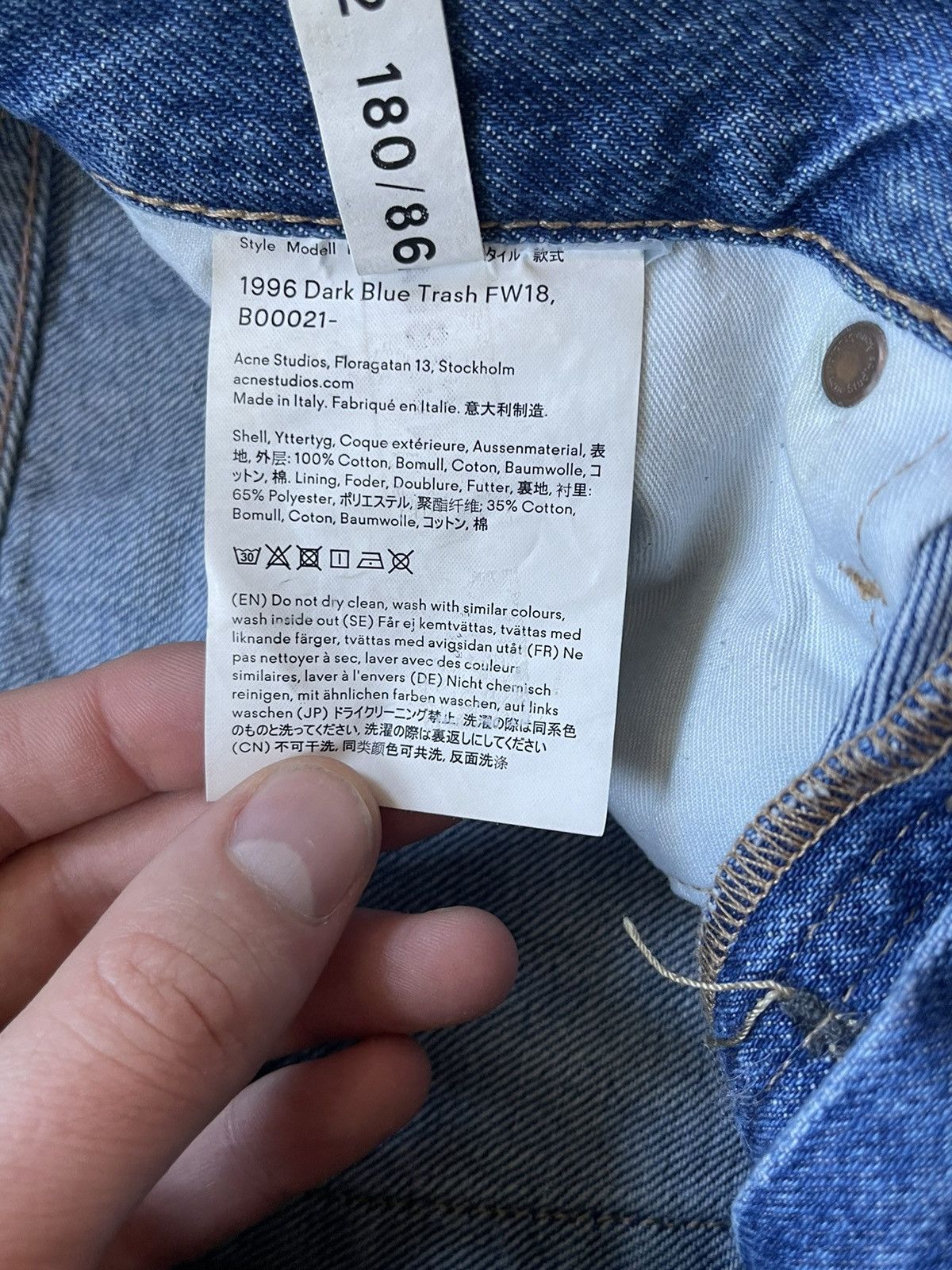 Acne Studios Acne Studios 1996 Dark Blue Trash FW18 Size US 31 - 3 Thumbnail