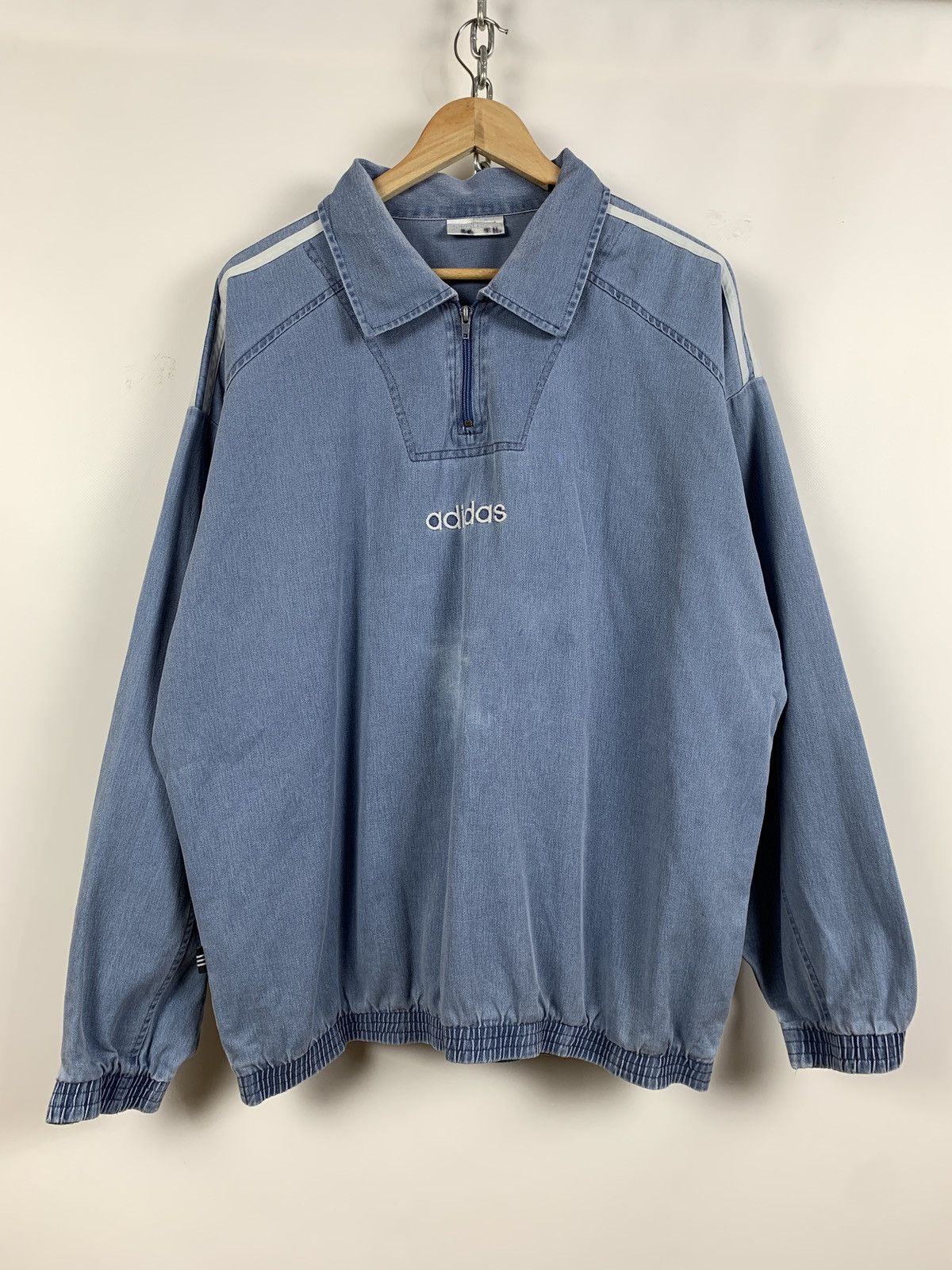 Adidas 90s Vintage Adidas Blue Zip Pullover Sweatshirt Size US L / EU 52-54 / 3 - 1 Thumbnail