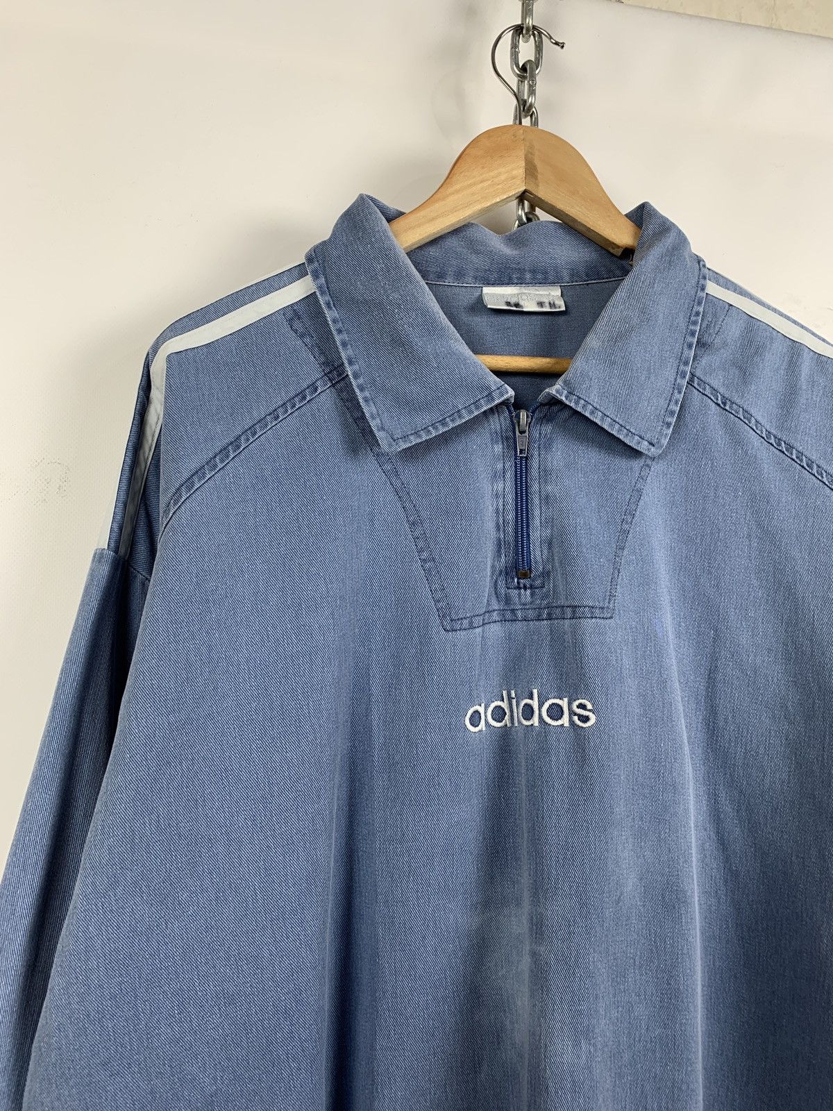 Adidas 90s Vintage Adidas Blue Zip Pullover Sweatshirt Size US L / EU 52-54 / 3 - 5 Thumbnail