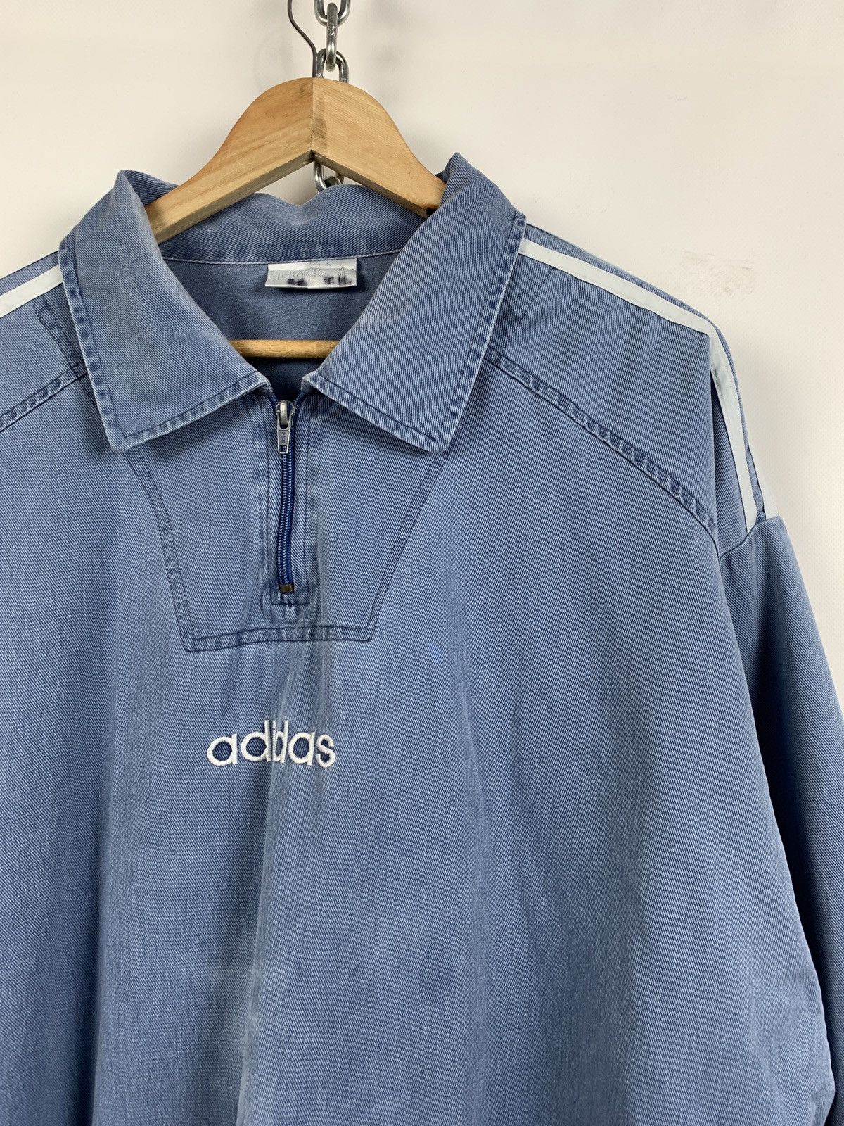 Adidas 90s Vintage Adidas Blue Zip Pullover Sweatshirt Size US L / EU 52-54 / 3 - 4 Thumbnail