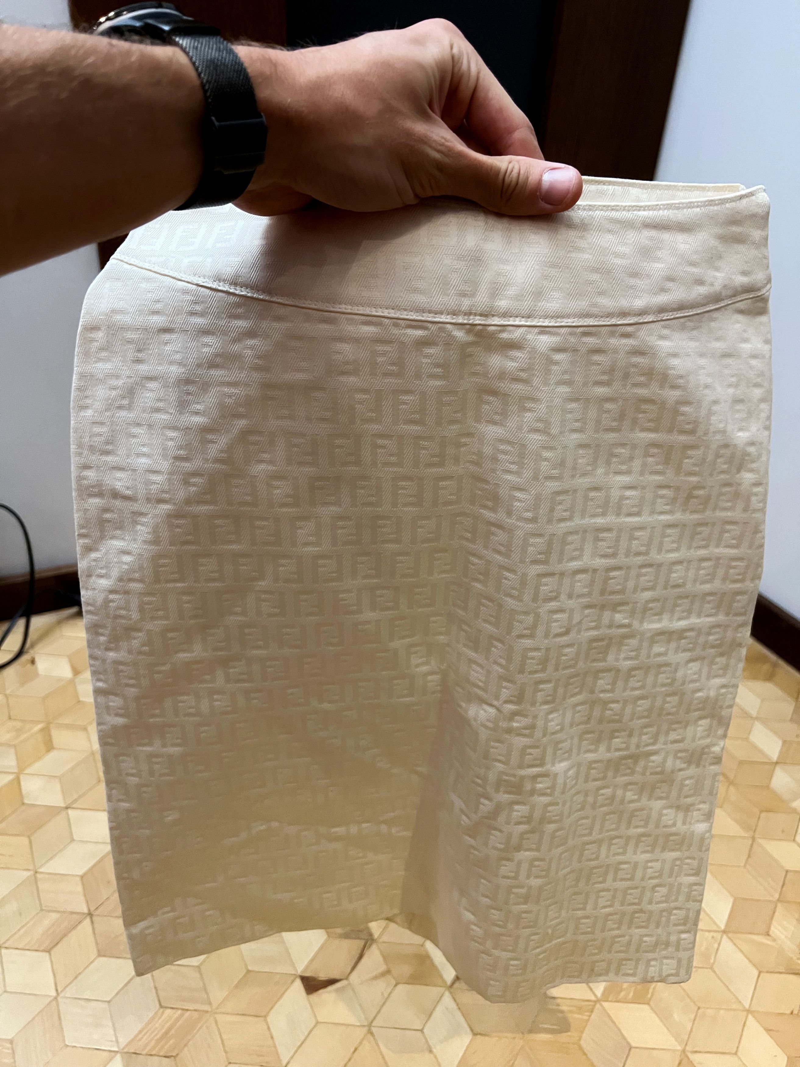 Vintage Fendi Monogram White Skirt 36
