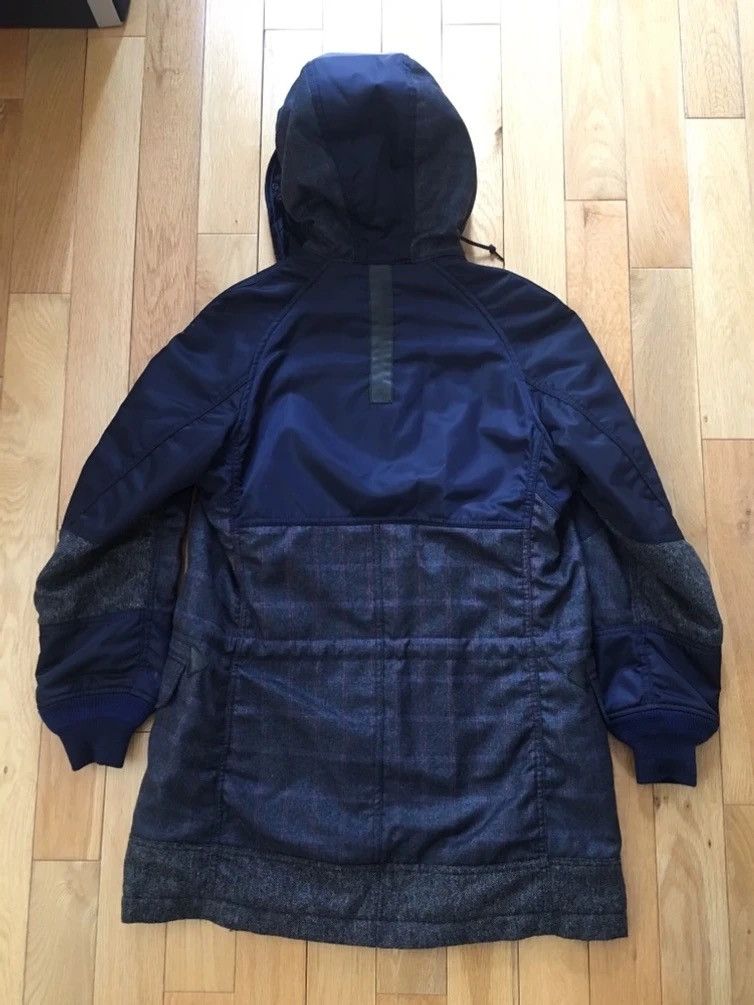 Comme des Garcons M Wool Check Nylon Twill Fur Hooded Coat Parka Navy Burgundy Size US M / EU 48-50 / 2 - 3 Thumbnail
