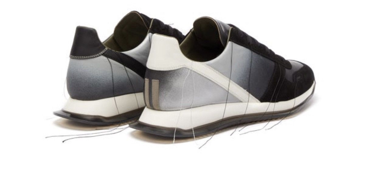 Rick Owens NEW Gradient Panel Vintage Runner Leather Loose Sneaker Size US 7 / EU 40 - 2 Thumbnail