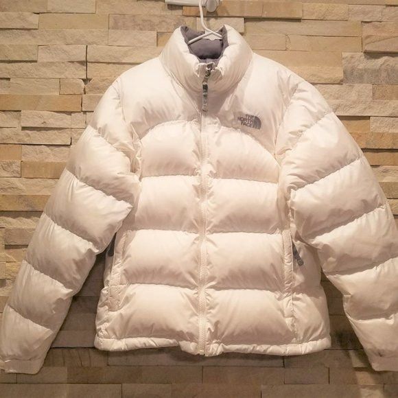 North Face White Medium Nuptse Down Jacket Womens 700 Coat