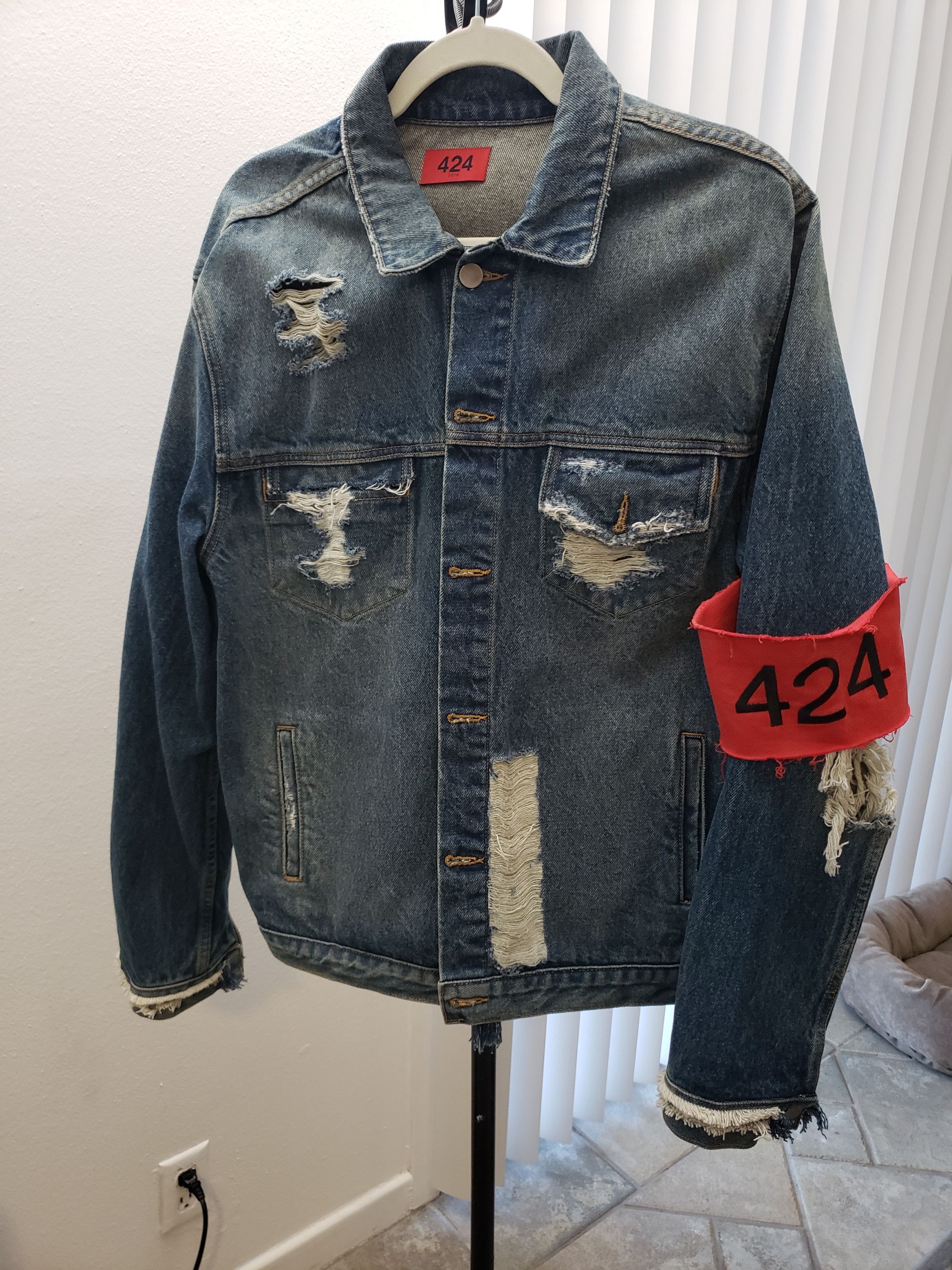 424 On Fairfax 424 denim jacket OG Original Blue distressed | Grailed