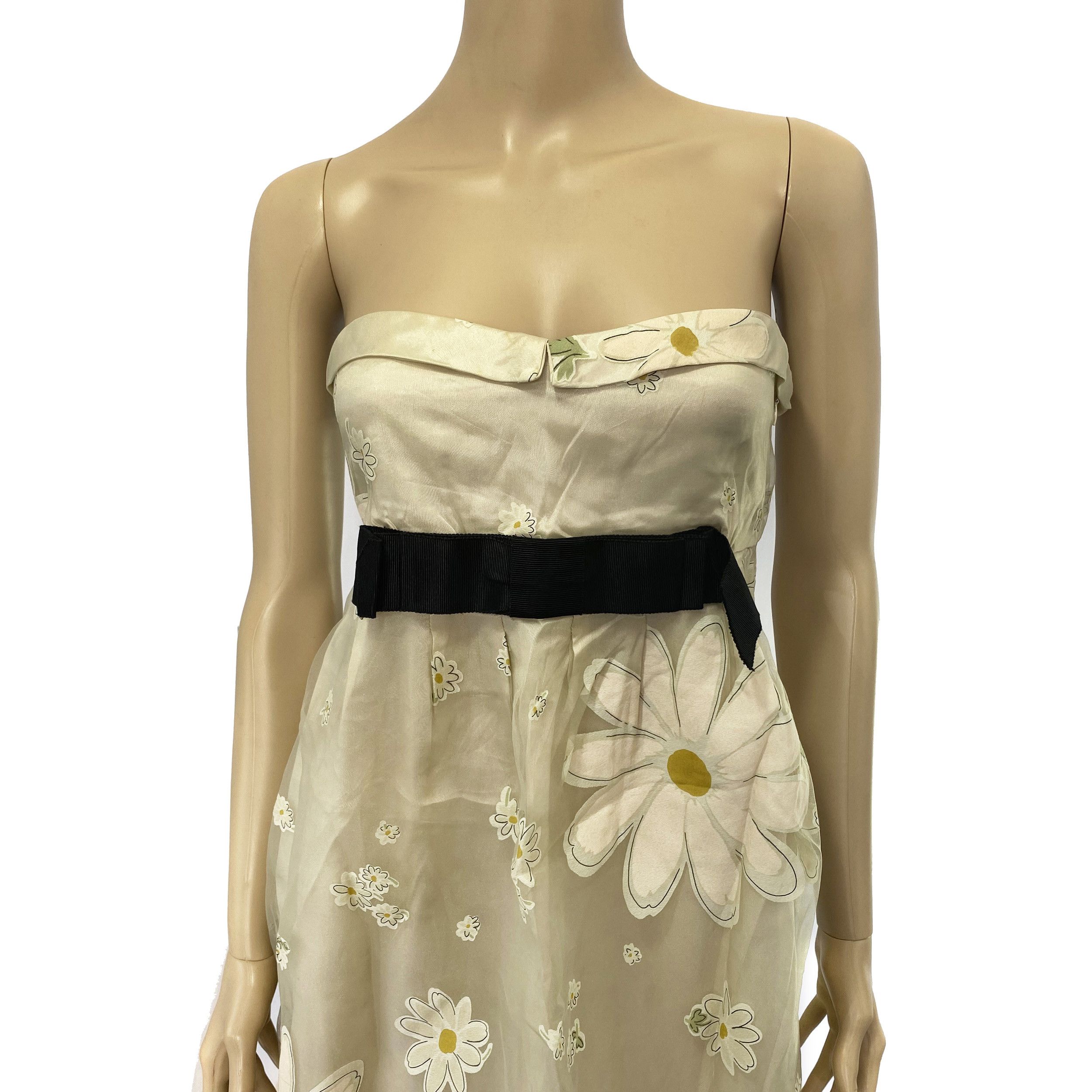 Red Valentino Chiffon Daisy Printed Babydoll Dress