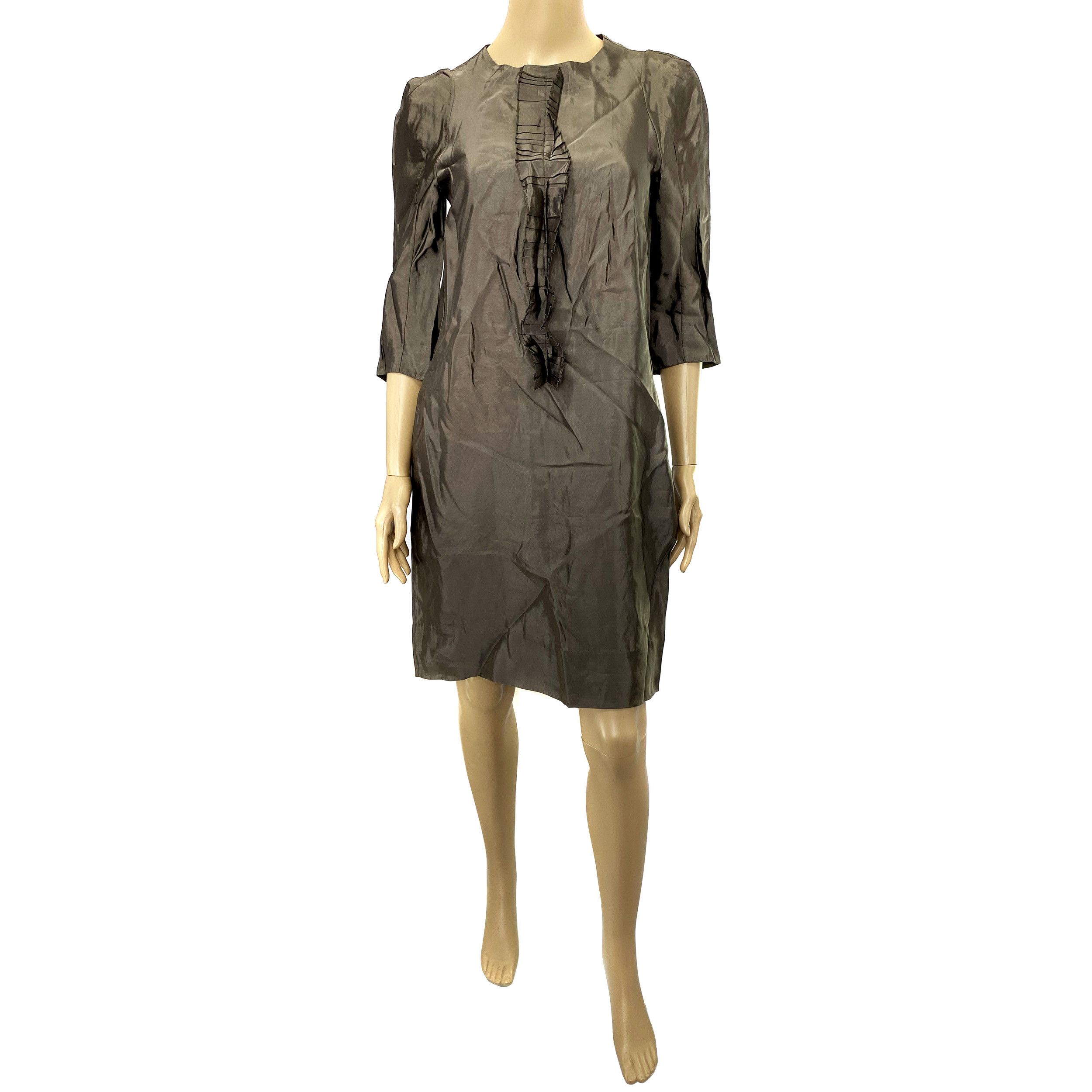 Marni Vintage Gray Ruffled Shift Dress