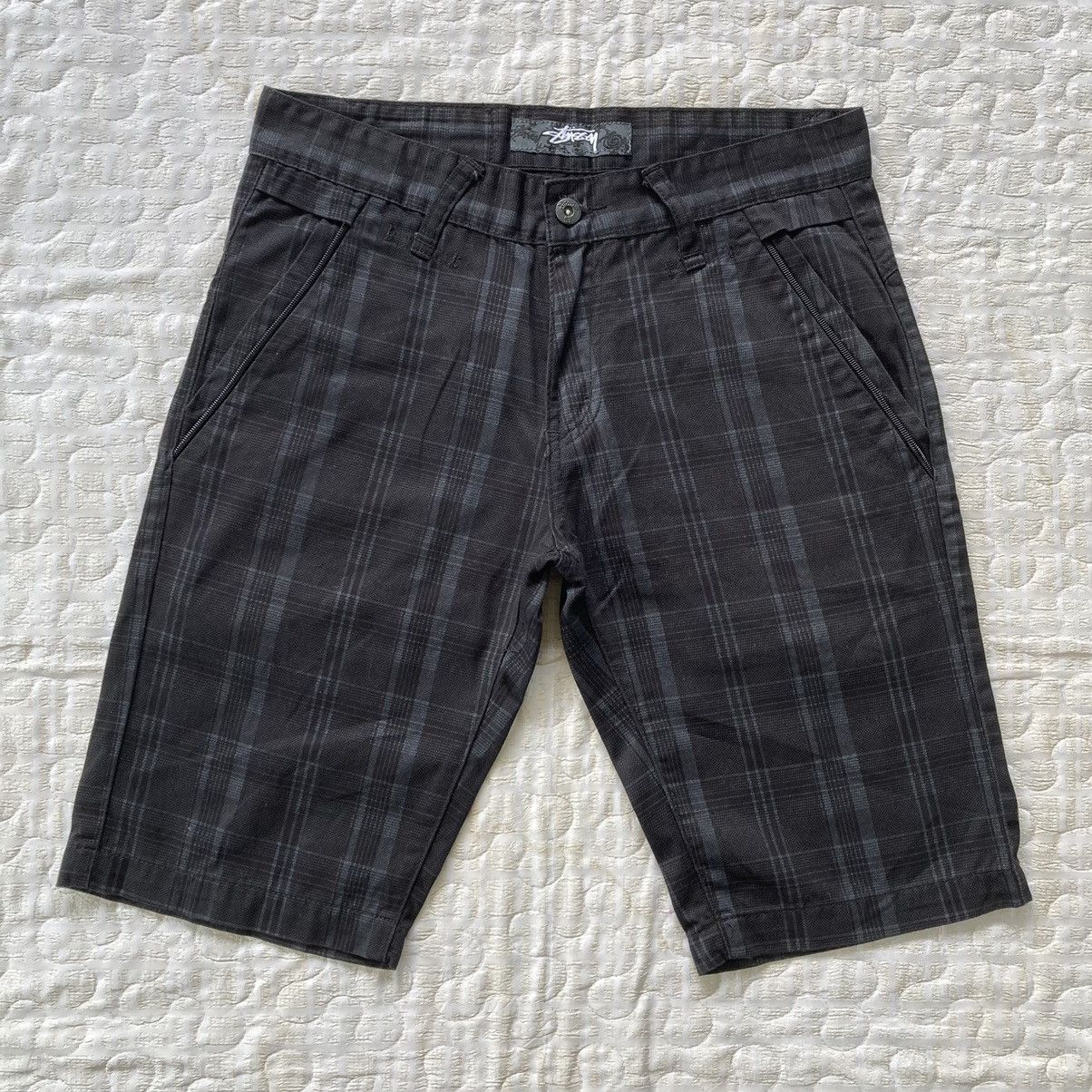 AUTHENTIC STUSSY PLAID EMBROID LOGO SHORT PANT