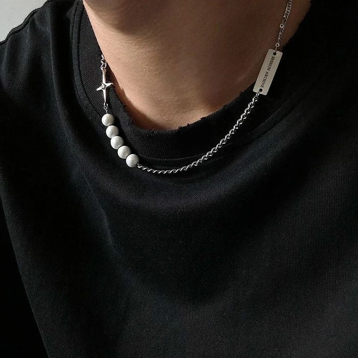 Jewelry × Vintage Fashion Reflective Pearl Couple Clavicle Chain Size ONE SIZE - 2 Thumbnail
