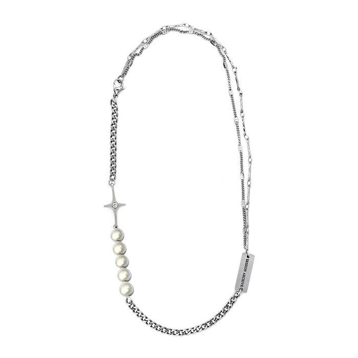 Jewelry × Vintage Fashion Reflective Pearl Couple Clavicle Chain Size ONE SIZE - 4 Thumbnail