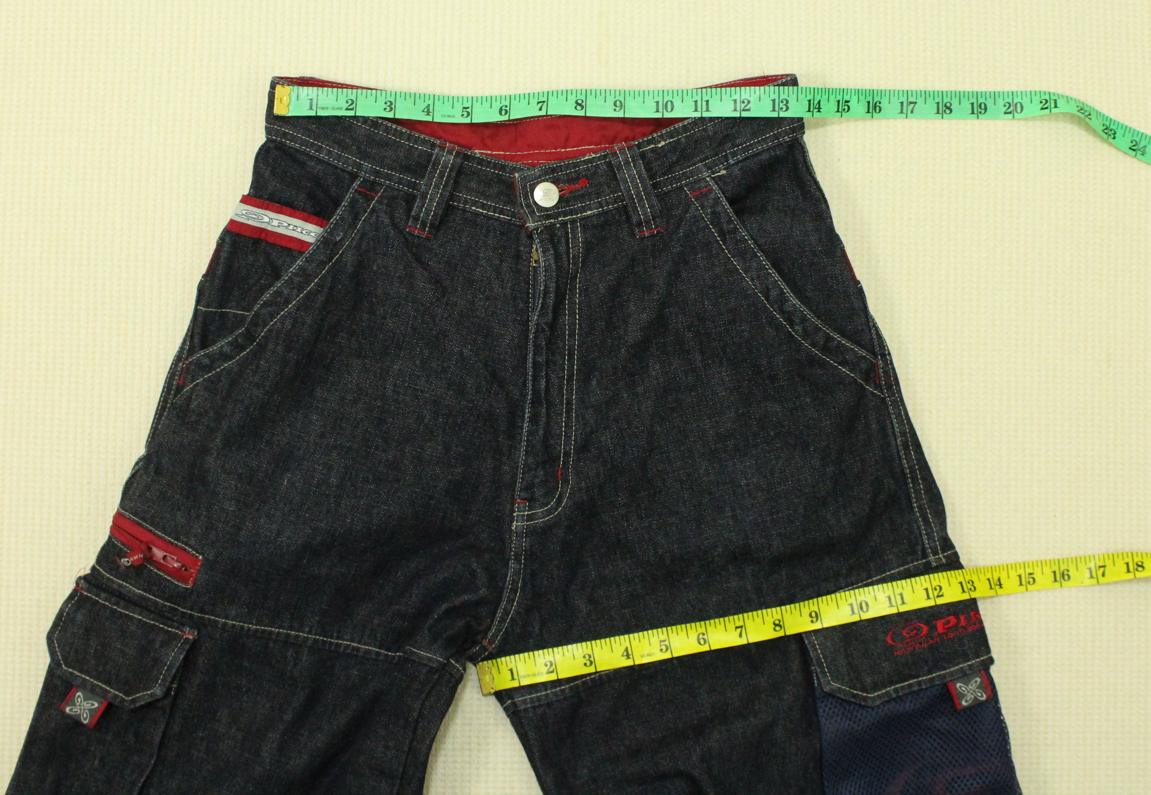 Vintage Vintage PIKO Denim Utility Cargos Pants pockets Surf Size US 27 - 24 Thumbnail